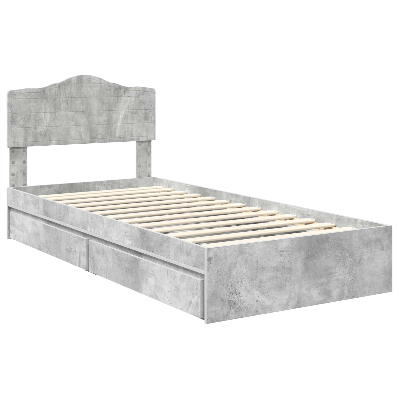 Opslag bed met hoofdeinde Beton Grijs 90 x 190 cm Bewerkt hout is nu te koop bij PeponiXL, paradijselijk wonen!