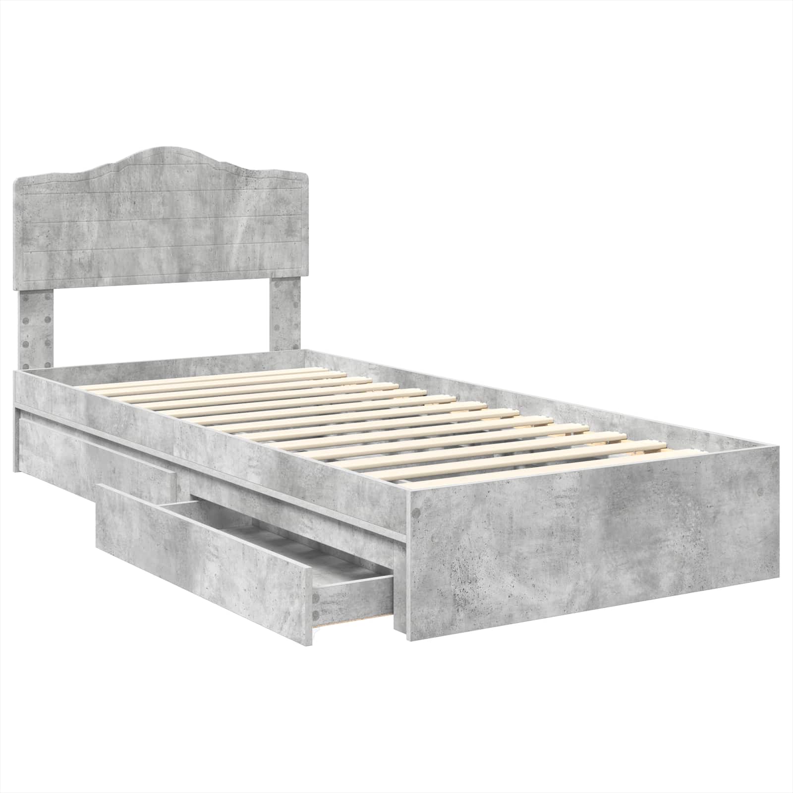 Opslag bed met hoofdeinde Beton Grijs 90 x 190 cm Bewerkt hout is nu te koop bij PeponiXL, paradijselijk wonen!