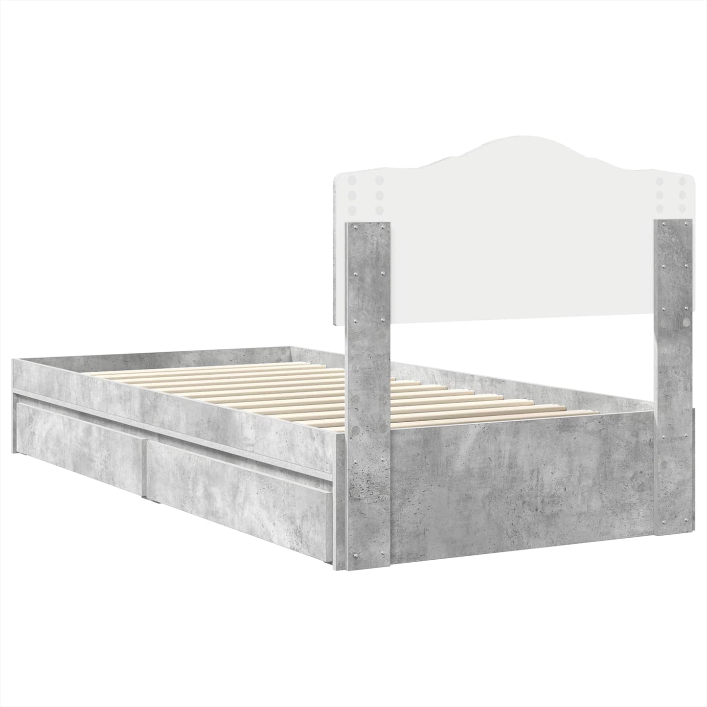 Opslag bed met hoofdeinde Beton Grijs 90 x 190 cm Bewerkt hout is nu te koop bij PeponiXL, paradijselijk wonen!