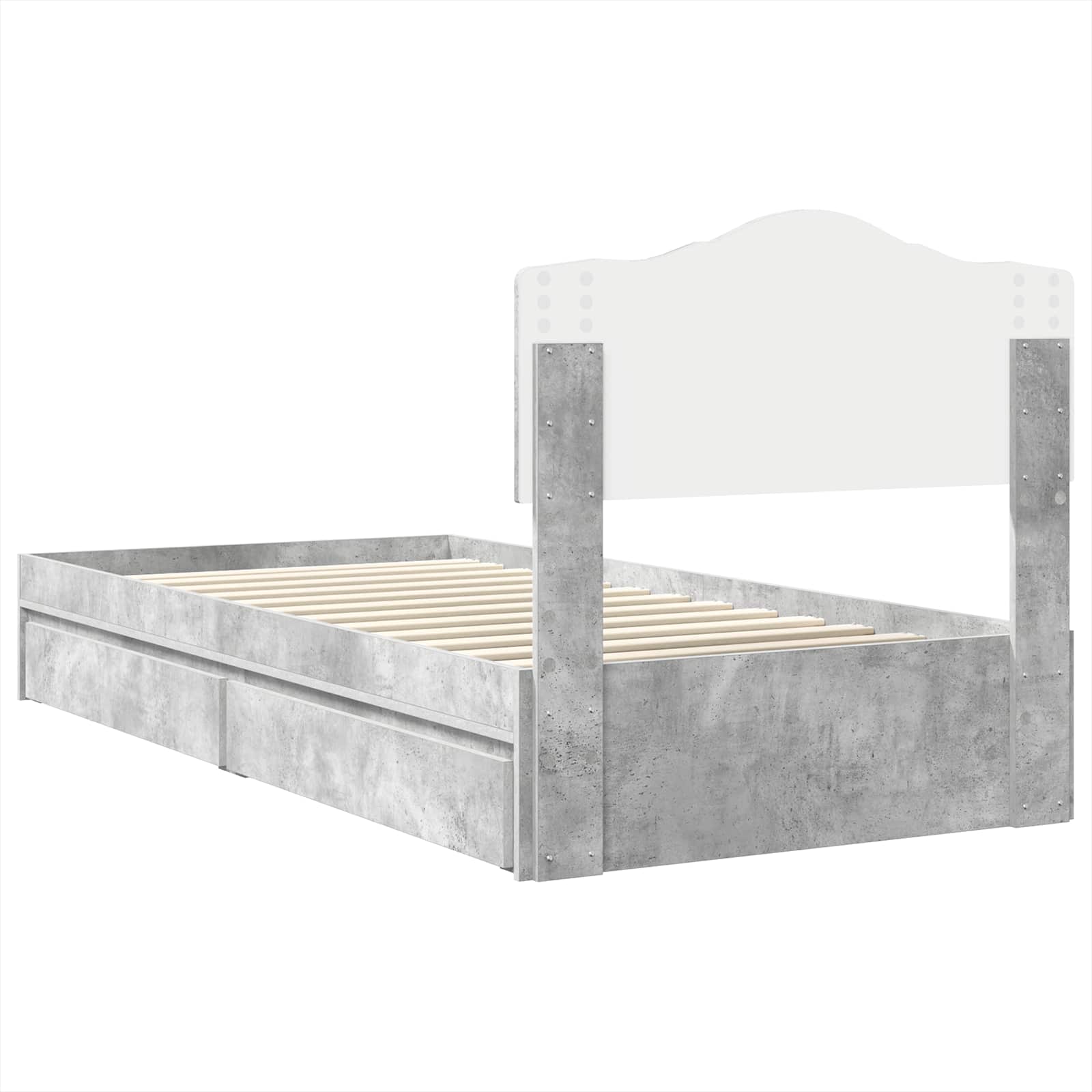 Opslag bed met hoofdeinde Beton Grijs 90 x 190 cm Bewerkt hout is nu te koop bij PeponiXL, paradijselijk wonen!