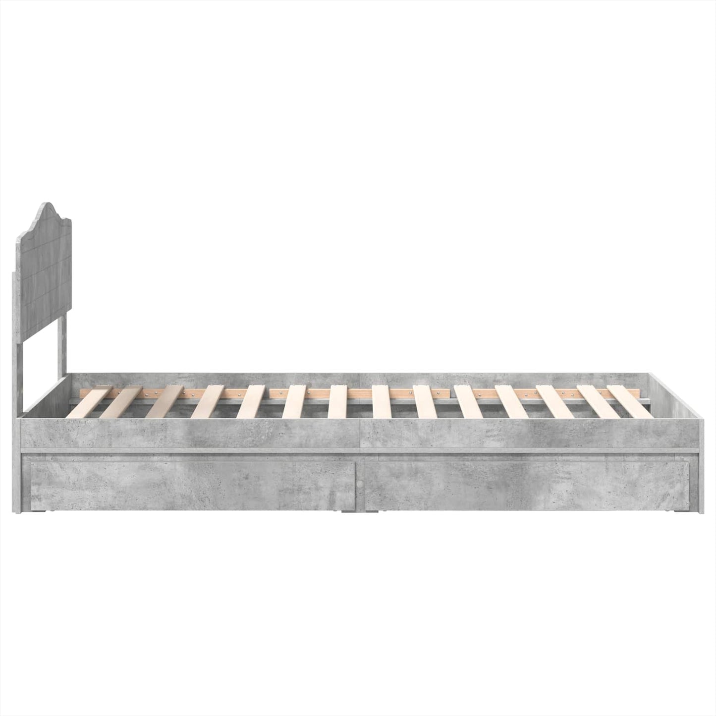 Opslag bed met hoofdeinde Beton Grijs 90 x 190 cm Bewerkt hout is nu te koop bij PeponiXL, paradijselijk wonen!