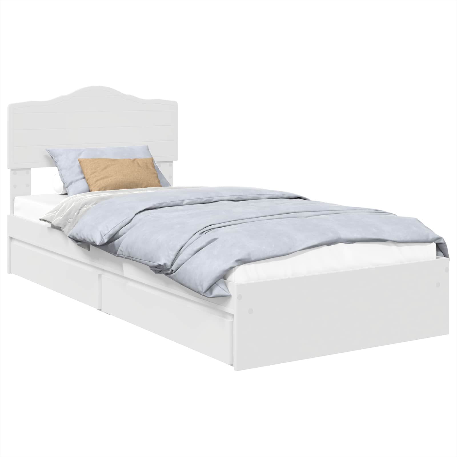 Opslag bed met hoofdeinde met lade Wit 70 x 190 cm Bewerkt hout is nu te koop bij PeponiXL, paradijselijk wonen!