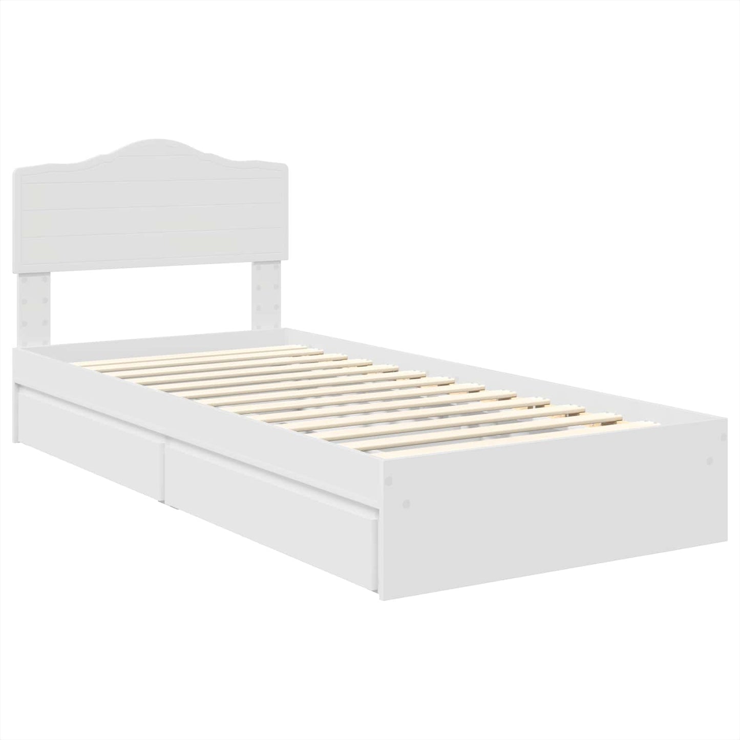 Opslag bed met hoofdeinde met lade Wit 70 x 190 cm Bewerkt hout is nu te koop bij PeponiXL, paradijselijk wonen!