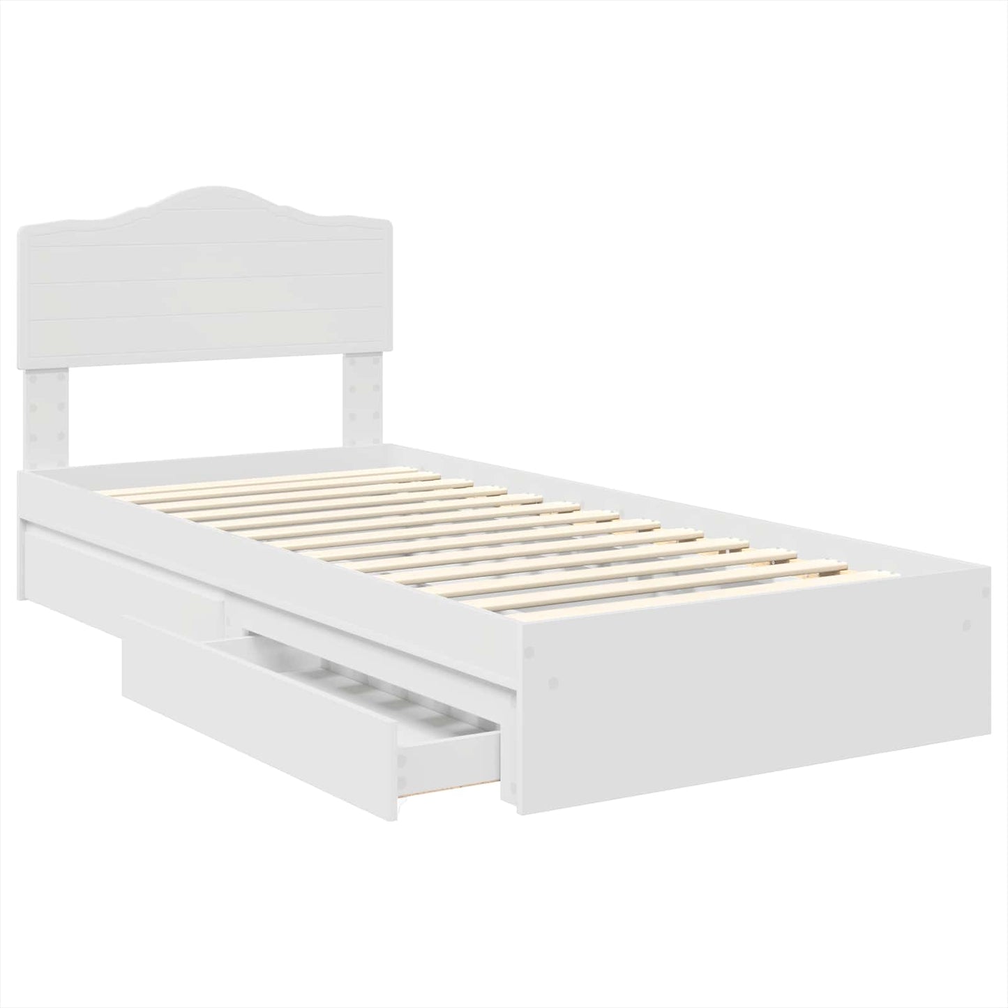 Opslag bed met hoofdeinde met lade Wit 70 x 190 cm Bewerkt hout is nu te koop bij PeponiXL, paradijselijk wonen!