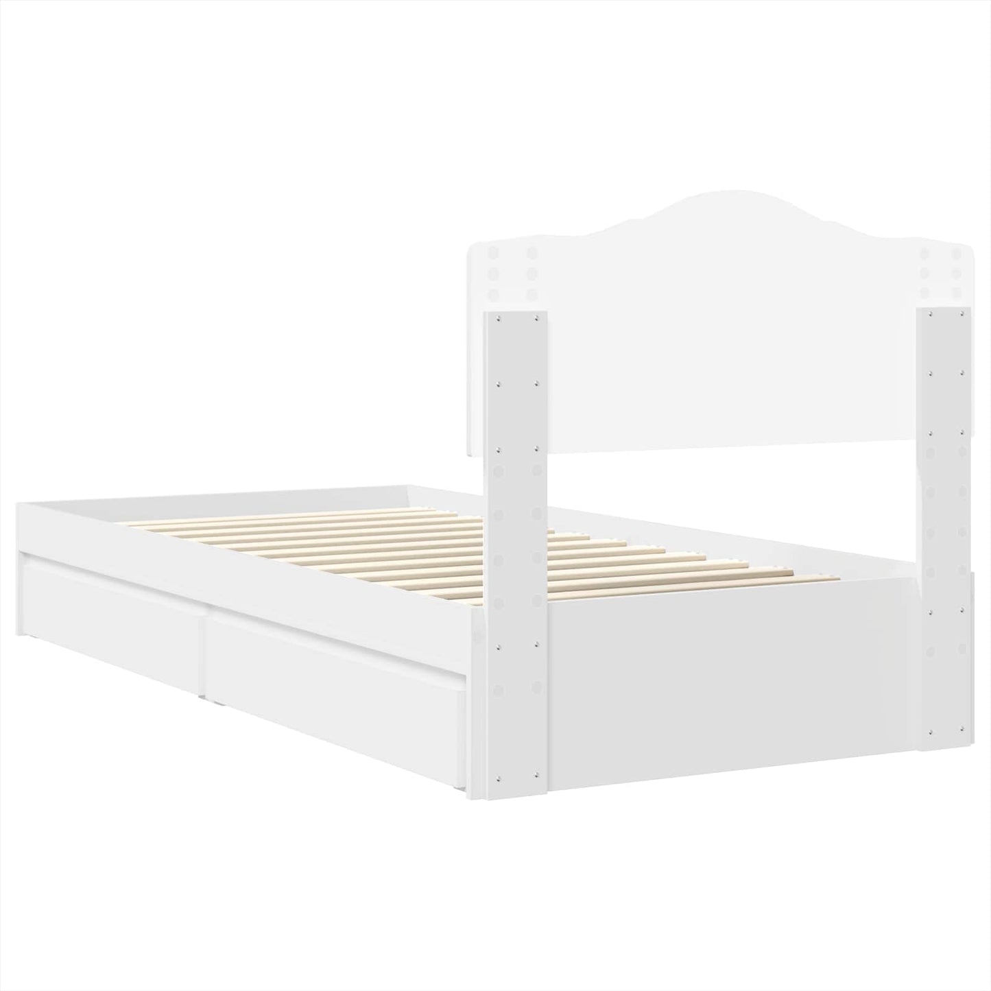Opslag bed met hoofdeinde met lade Wit 70 x 190 cm Bewerkt hout is nu te koop bij PeponiXL, paradijselijk wonen!