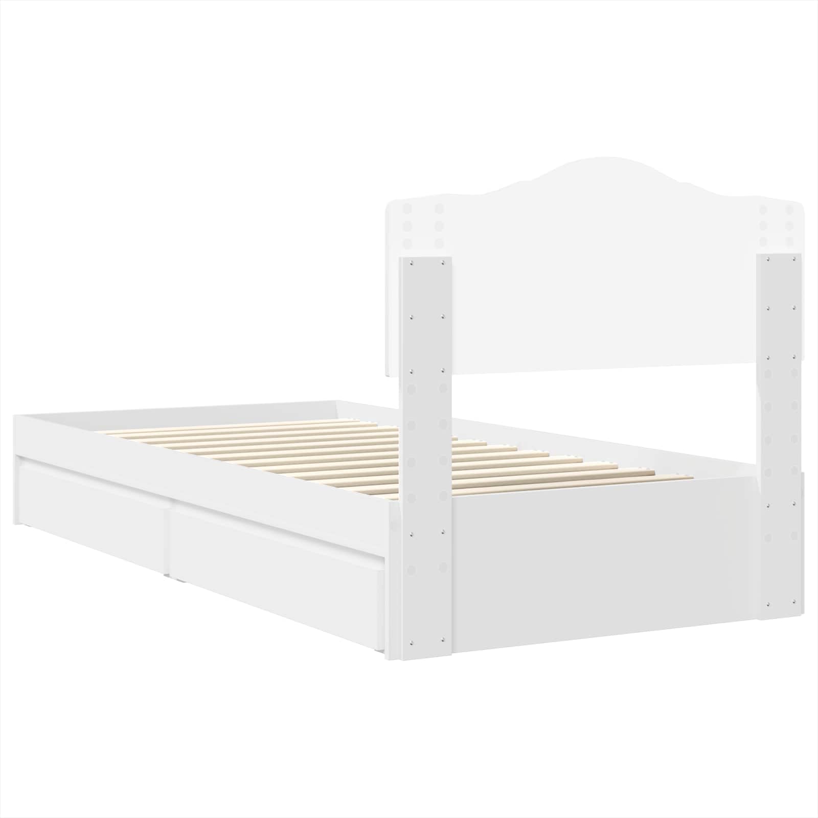Opslag bed met hoofdeinde met lade Wit 70 x 190 cm Bewerkt hout is nu te koop bij PeponiXL, paradijselijk wonen!