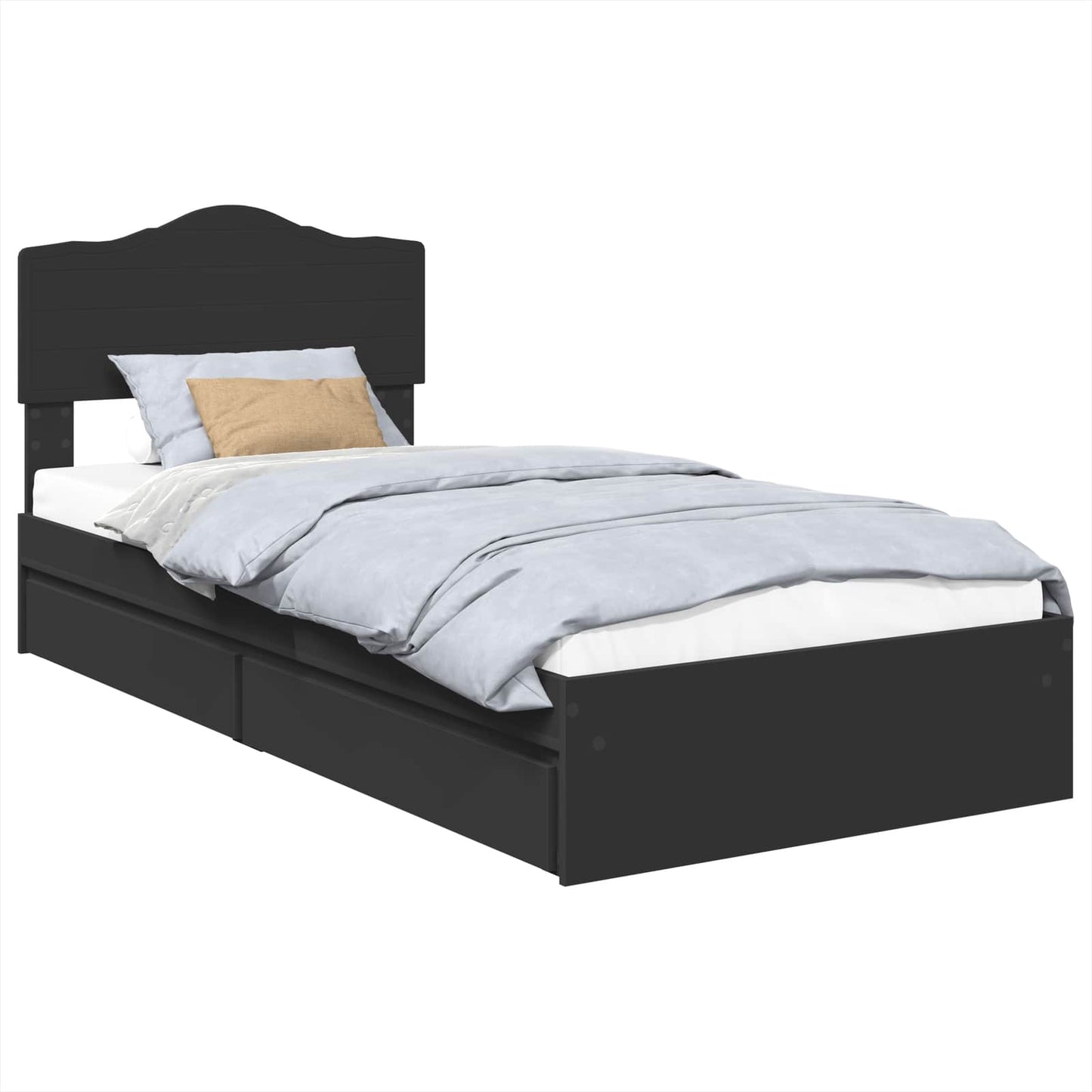 Opslag bed met hoofdeinde Zwart 70 x 190 cm Bewerkt hout is nu te koop bij PeponiXL, paradijselijk wonen!