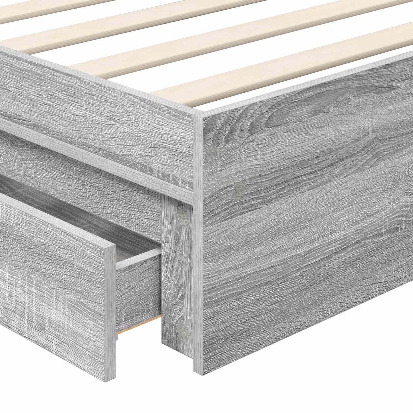 Opslag bed met hoofdeinde Grijs Sonoma 70 x 190 cm Bewerkt hout is nu te koop bij PeponiXL, paradijselijk wonen!