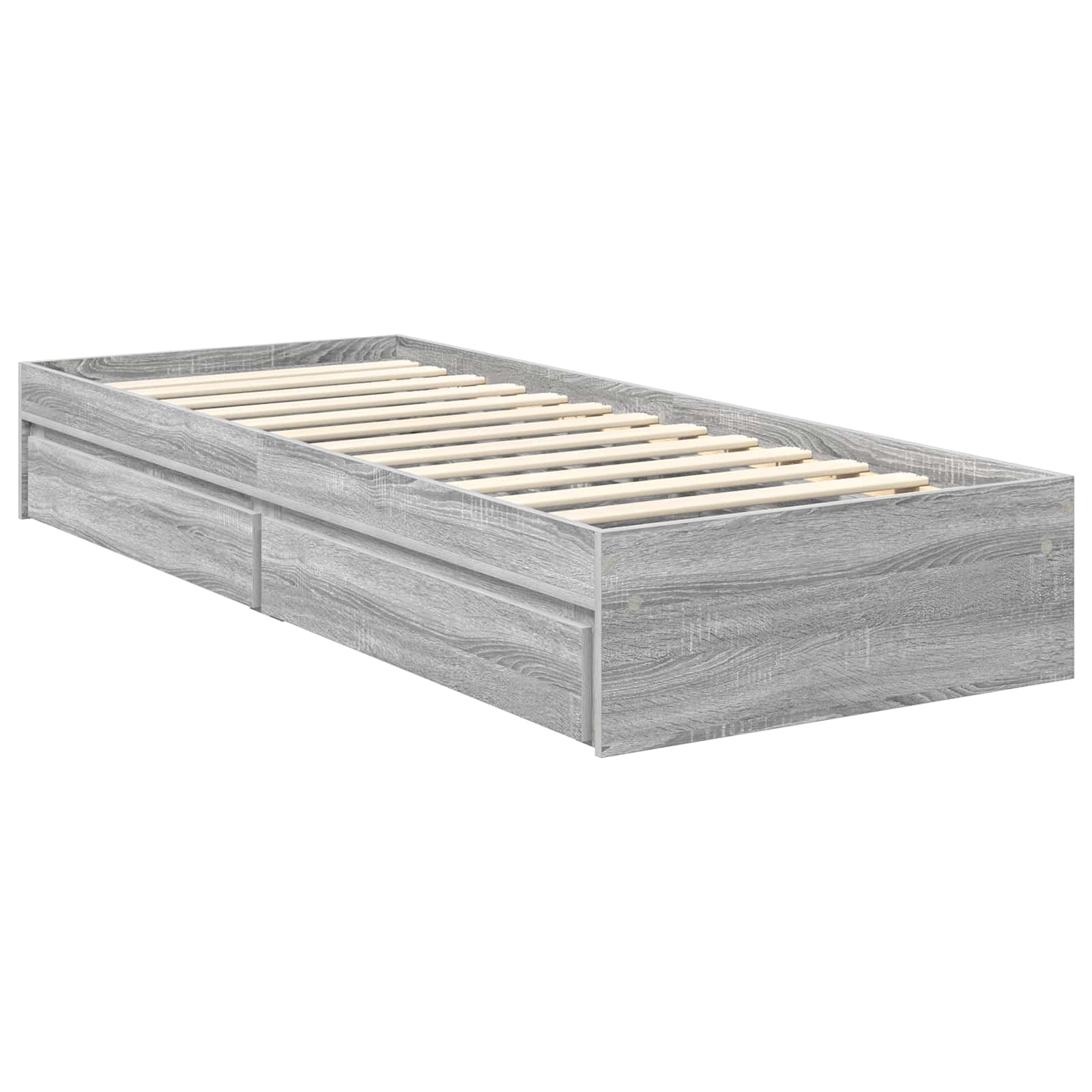 Opslag bed met hoofdeinde Grijs Sonoma 70 x 190 cm Bewerkt hout is nu te koop bij PeponiXL, paradijselijk wonen!