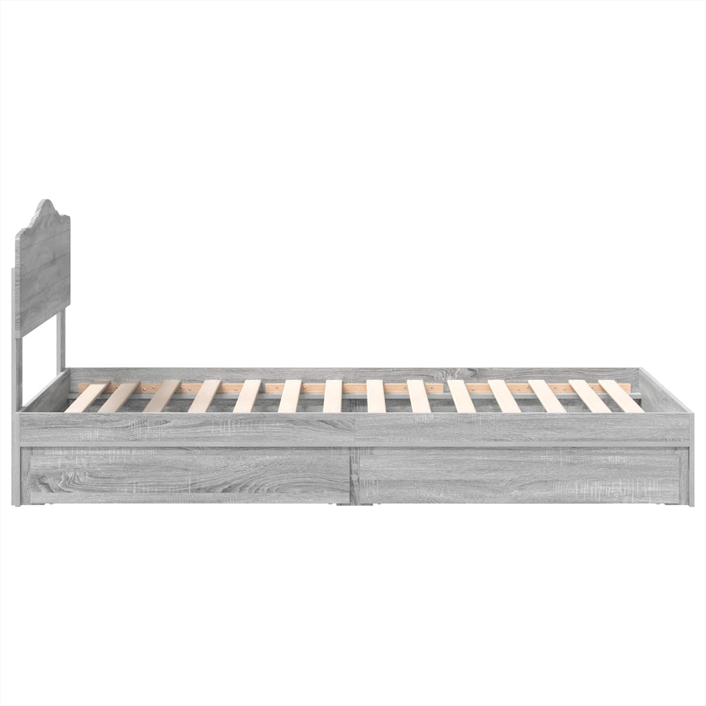 Opslag bed met hoofdeinde Grijs Sonoma 70 x 190 cm Bewerkt hout is nu te koop bij PeponiXL, paradijselijk wonen!