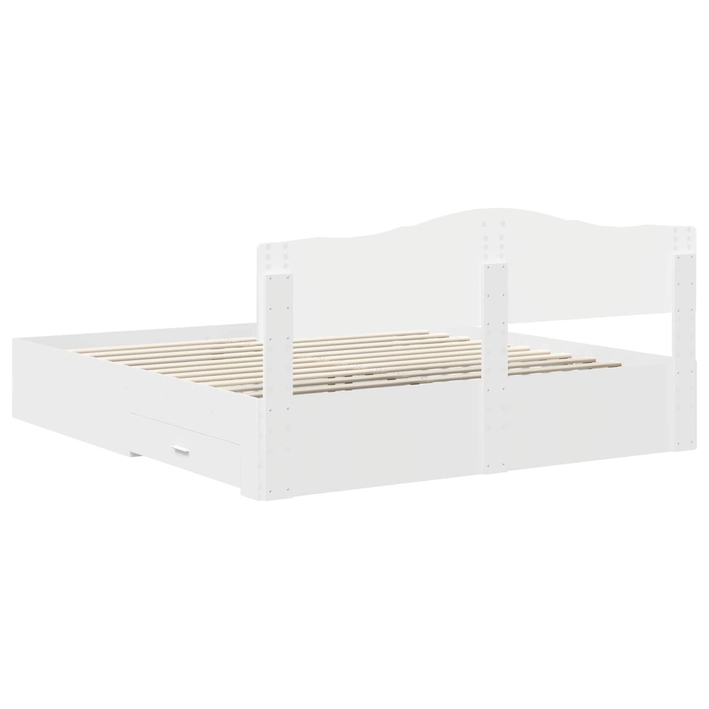 Bedframe met hoofdeinde met lade Wit 200 x 200 cm Bewerkt hout is nu te koop bij PeponiXL, paradijselijk wonen!