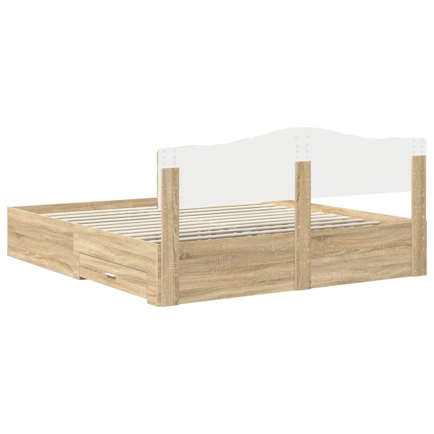 Bedframe met hoofdeinde Sonoma Eiken 200 x 200 cm Bewerkt hout is nu te koop bij PeponiXL, paradijselijk wonen!