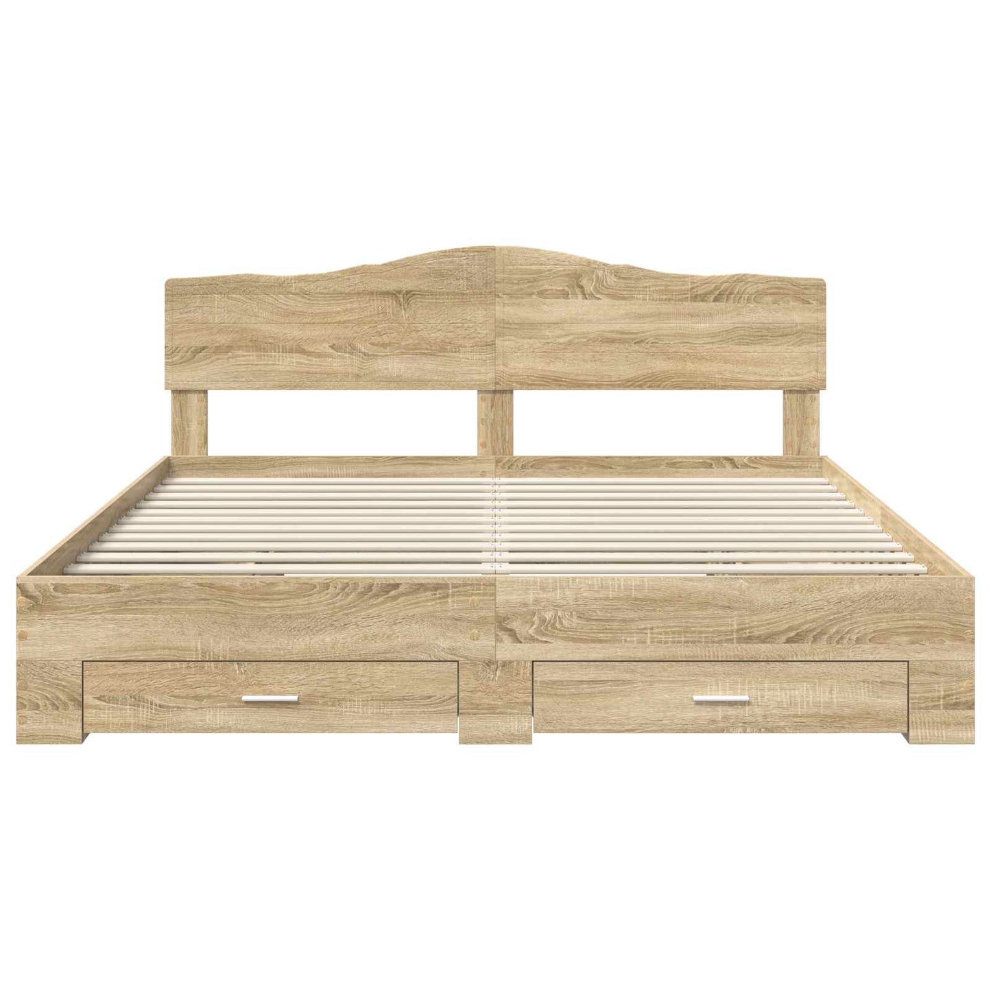 Bedframe met hoofdeinde Sonoma Eiken 200 x 200 cm Bewerkt hout is nu te koop bij PeponiXL, paradijselijk wonen!