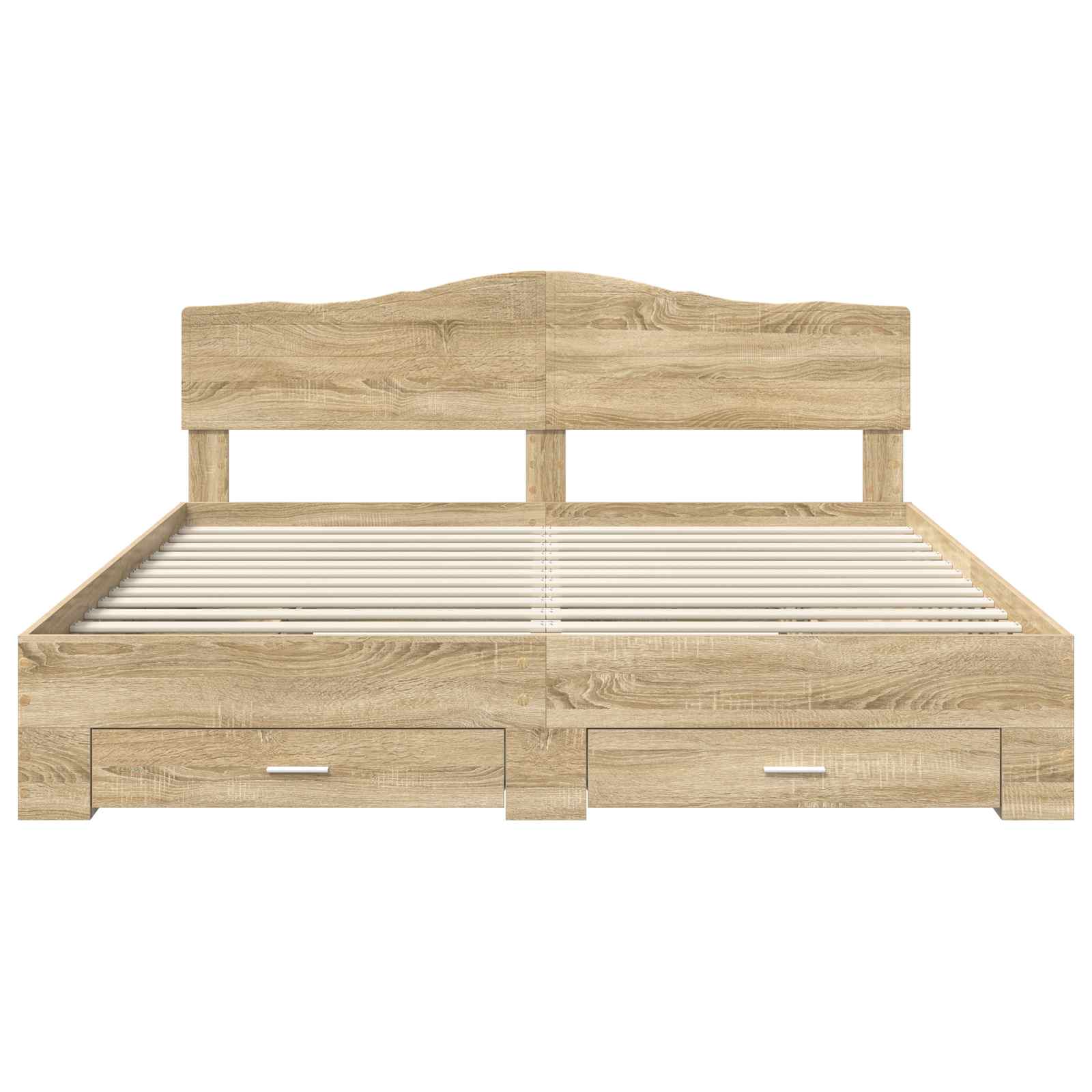 Bedframe met hoofdeinde Sonoma Eiken 200 x 200 cm Bewerkt hout is nu te koop bij PeponiXL, paradijselijk wonen!