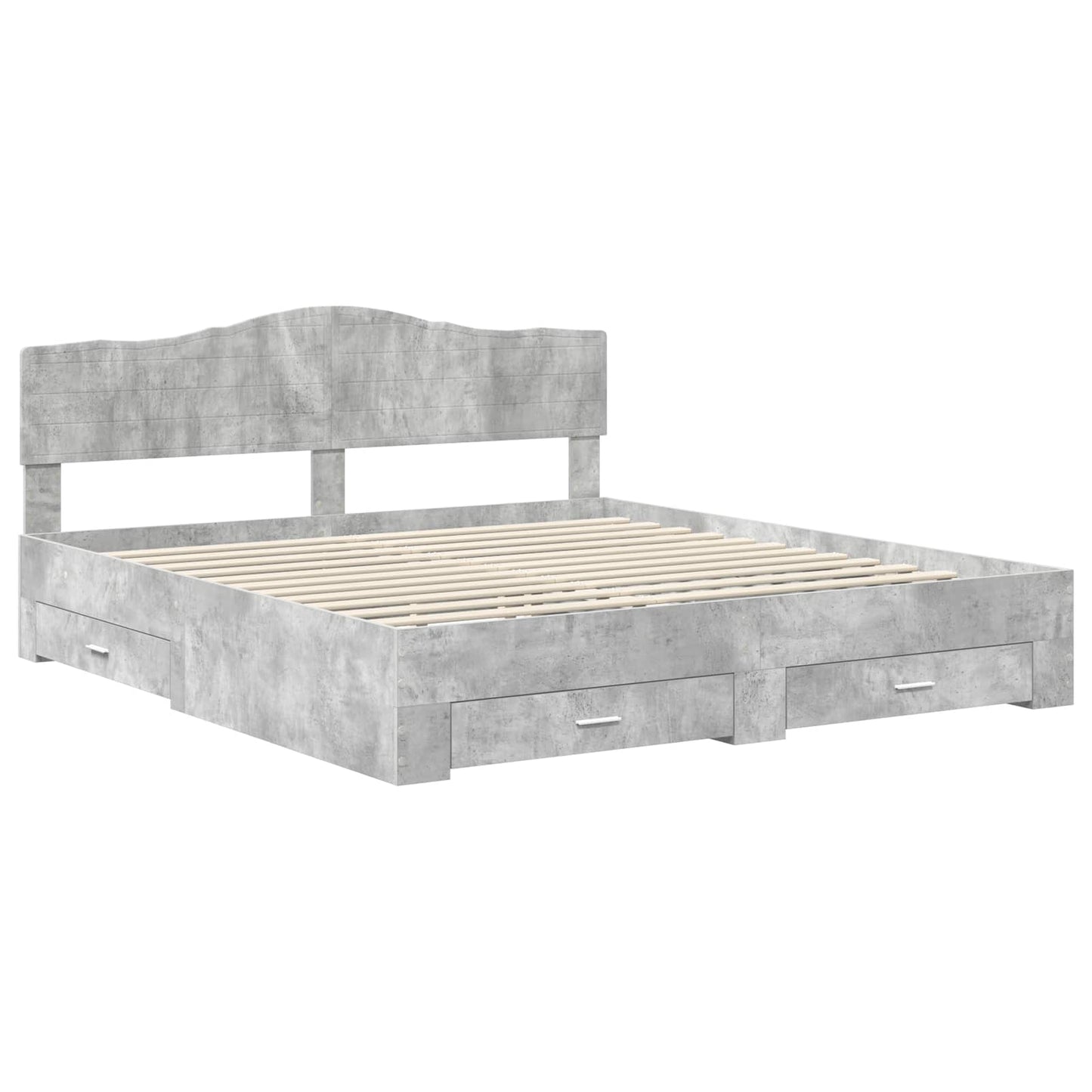 Bedframe met hoofdeinde Beton Grijs 200 x 200 cm Bewerkt hout is nu te koop bij PeponiXL, paradijselijk wonen!