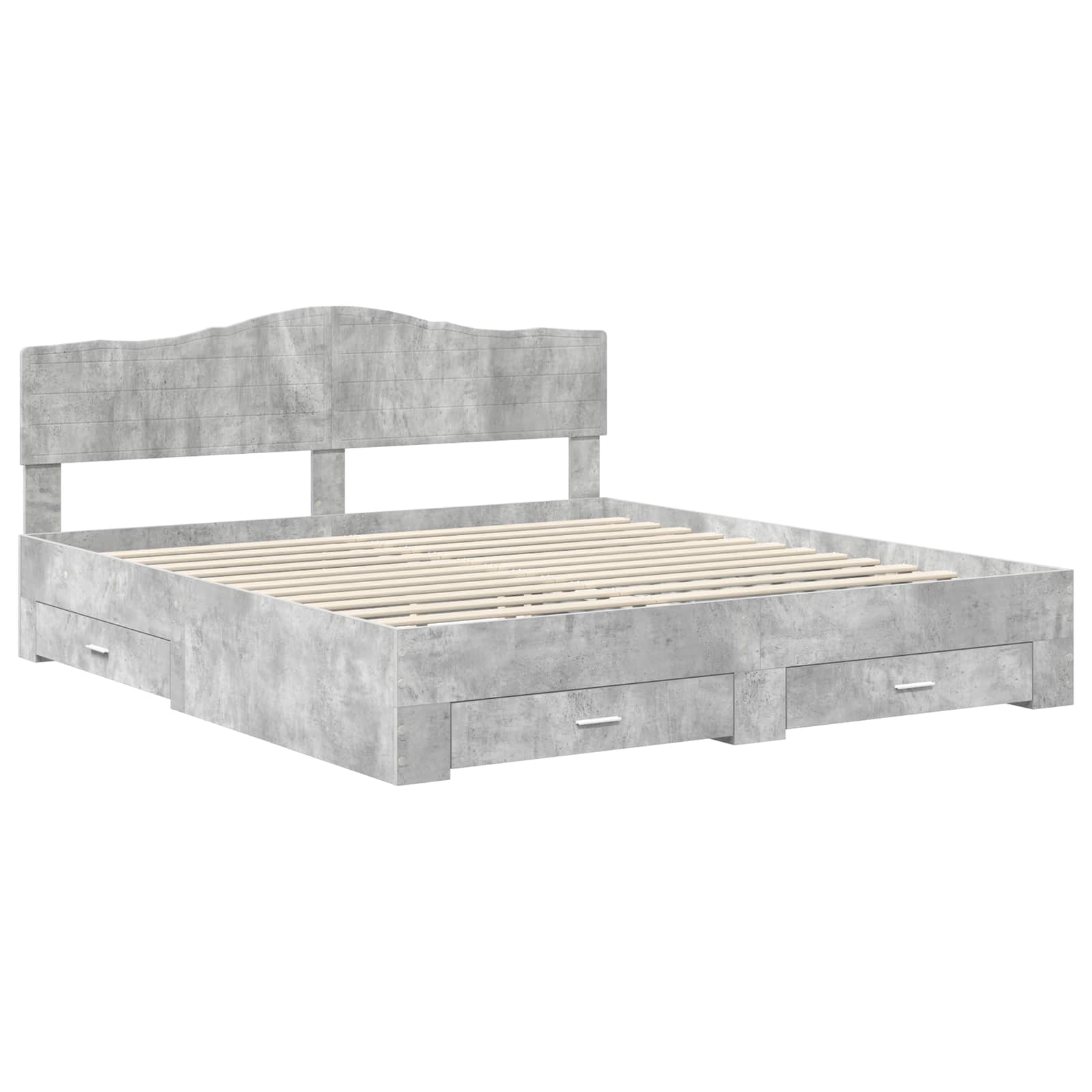 Bedframe met hoofdeinde Beton Grijs 200 x 200 cm Bewerkt hout is nu te koop bij PeponiXL, paradijselijk wonen!