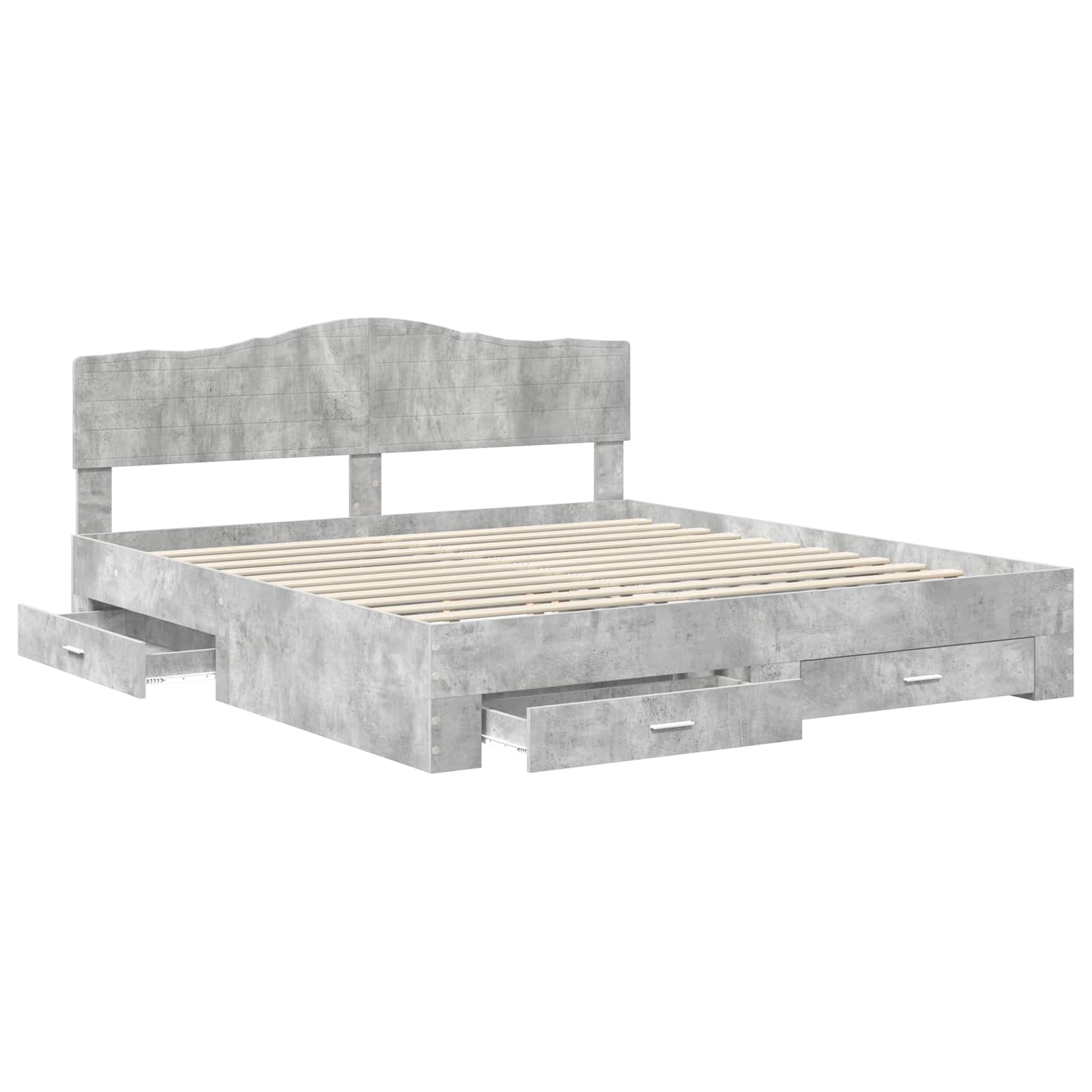Bedframe met hoofdeinde Beton Grijs 200 x 200 cm Bewerkt hout is nu te koop bij PeponiXL, paradijselijk wonen!