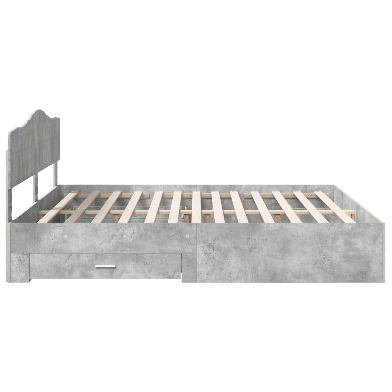 Bedframe met hoofdeinde Beton Grijs 200 x 200 cm Bewerkt hout is nu te koop bij PeponiXL, paradijselijk wonen!