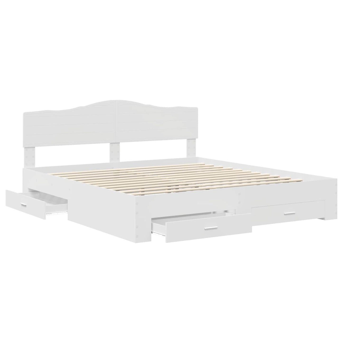 Bedframe met hoofdeinde met lade Wit 180 x 200 cm Bewerkt hout is nu te koop bij PeponiXL, paradijselijk wonen!