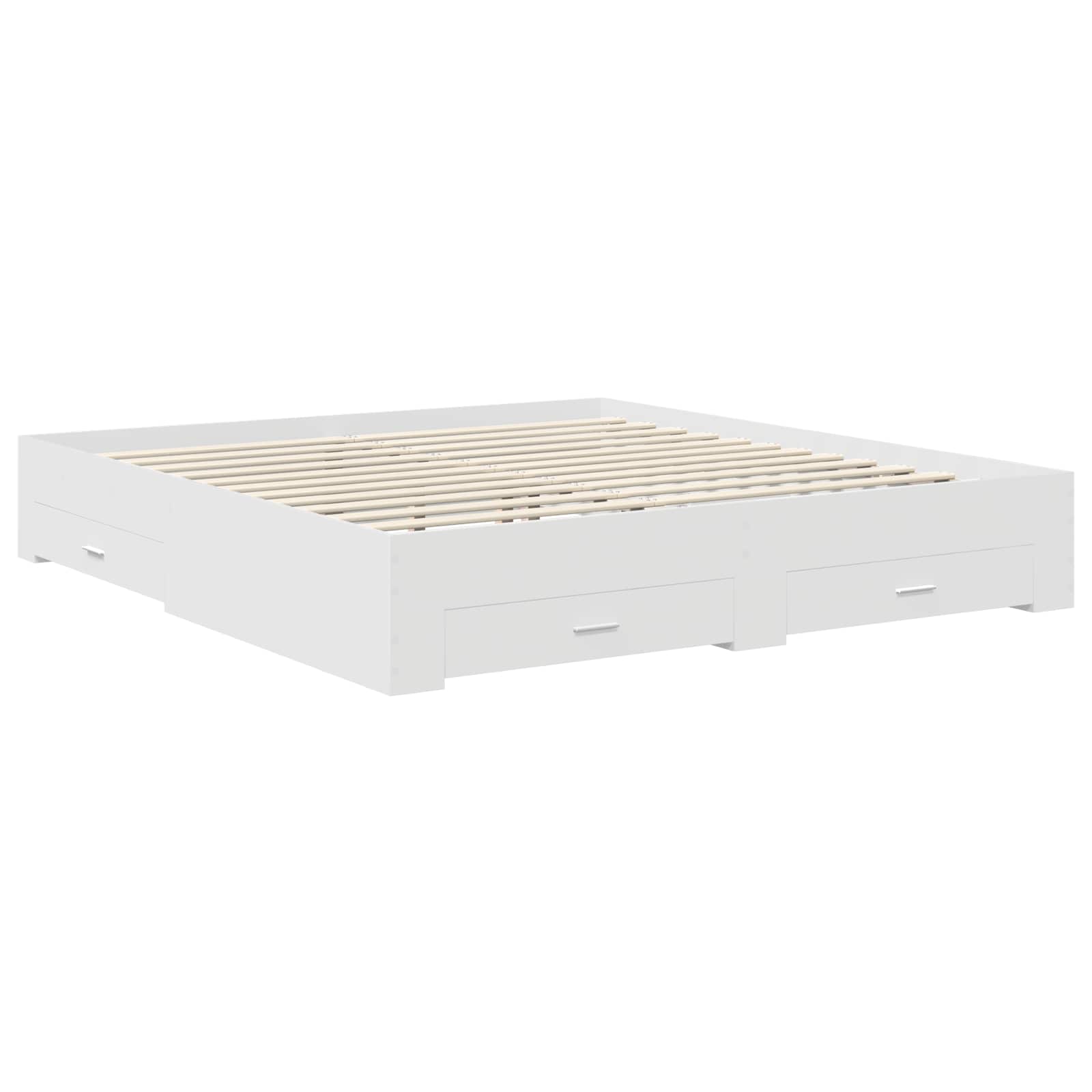 Bedframe met hoofdeinde met lade Wit 180 x 200 cm Bewerkt hout is nu te koop bij PeponiXL, paradijselijk wonen!