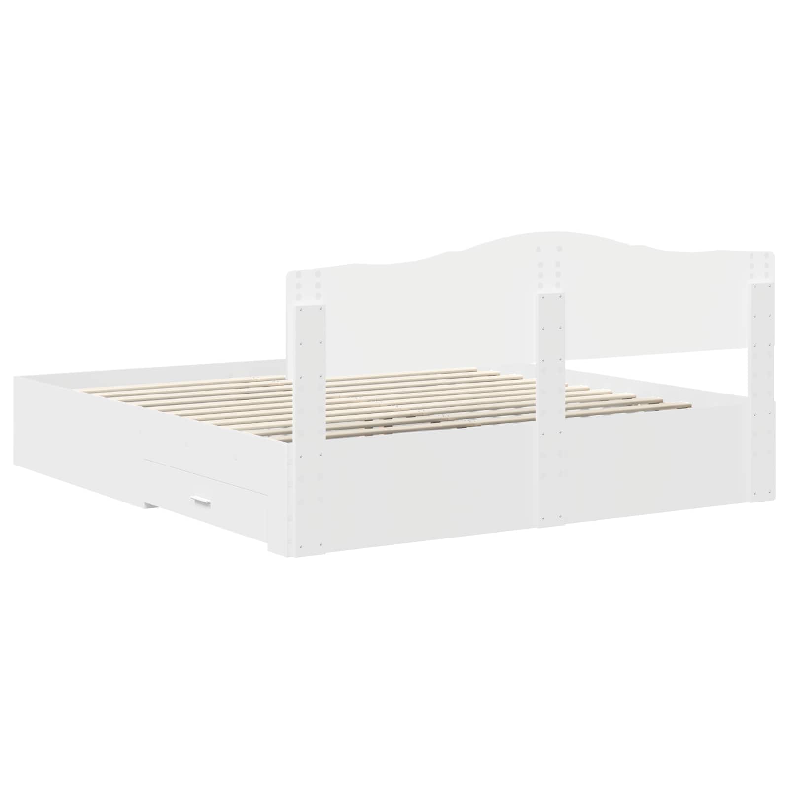 Bedframe met hoofdeinde met lade Wit 180 x 200 cm Bewerkt hout is nu te koop bij PeponiXL, paradijselijk wonen!