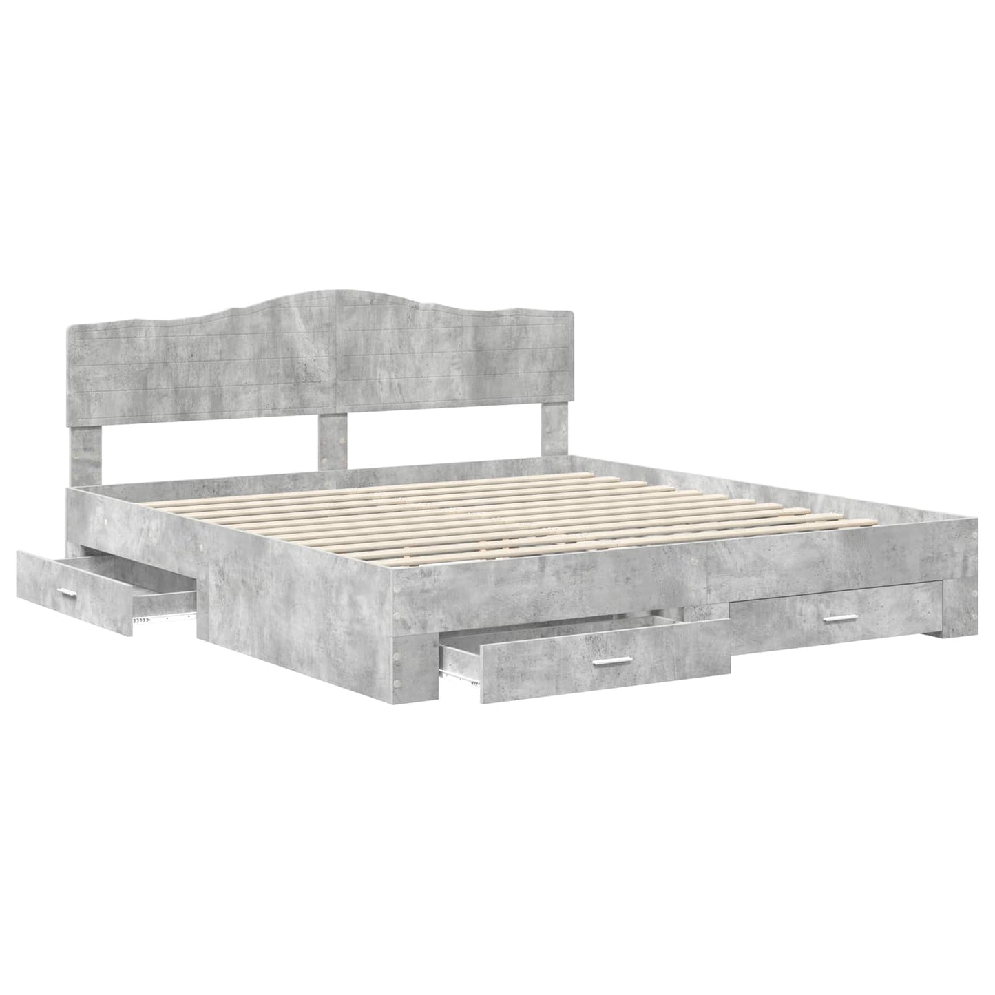 Bedframe met hoofdeinde Beton Grijs 180 x 200 cm Bewerkt hout is nu te koop bij PeponiXL, paradijselijk wonen!