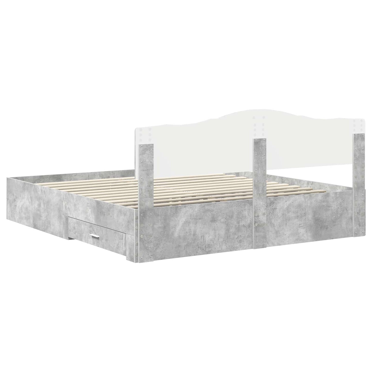 Bedframe met hoofdeinde Beton Grijs 180 x 200 cm Bewerkt hout is nu te koop bij PeponiXL, paradijselijk wonen!