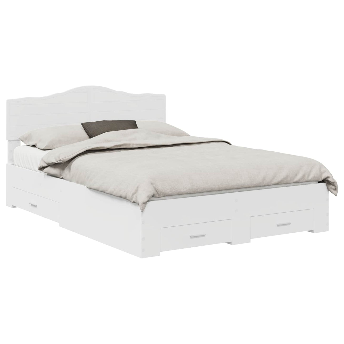 Bedframe met hoofdeinde met lade Wit 160 x 200 cm Bewerkt hout is nu te koop bij PeponiXL, paradijselijk wonen!