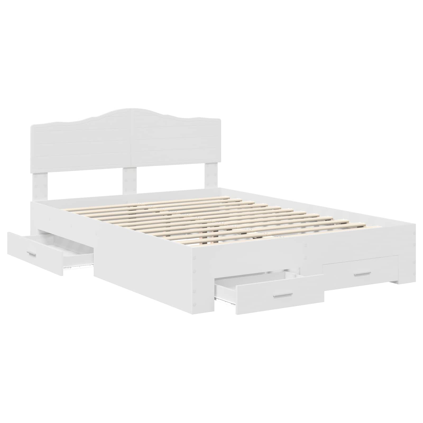 Bedframe met hoofdeinde met lade Wit 160 x 200 cm Bewerkt hout is nu te koop bij PeponiXL, paradijselijk wonen!