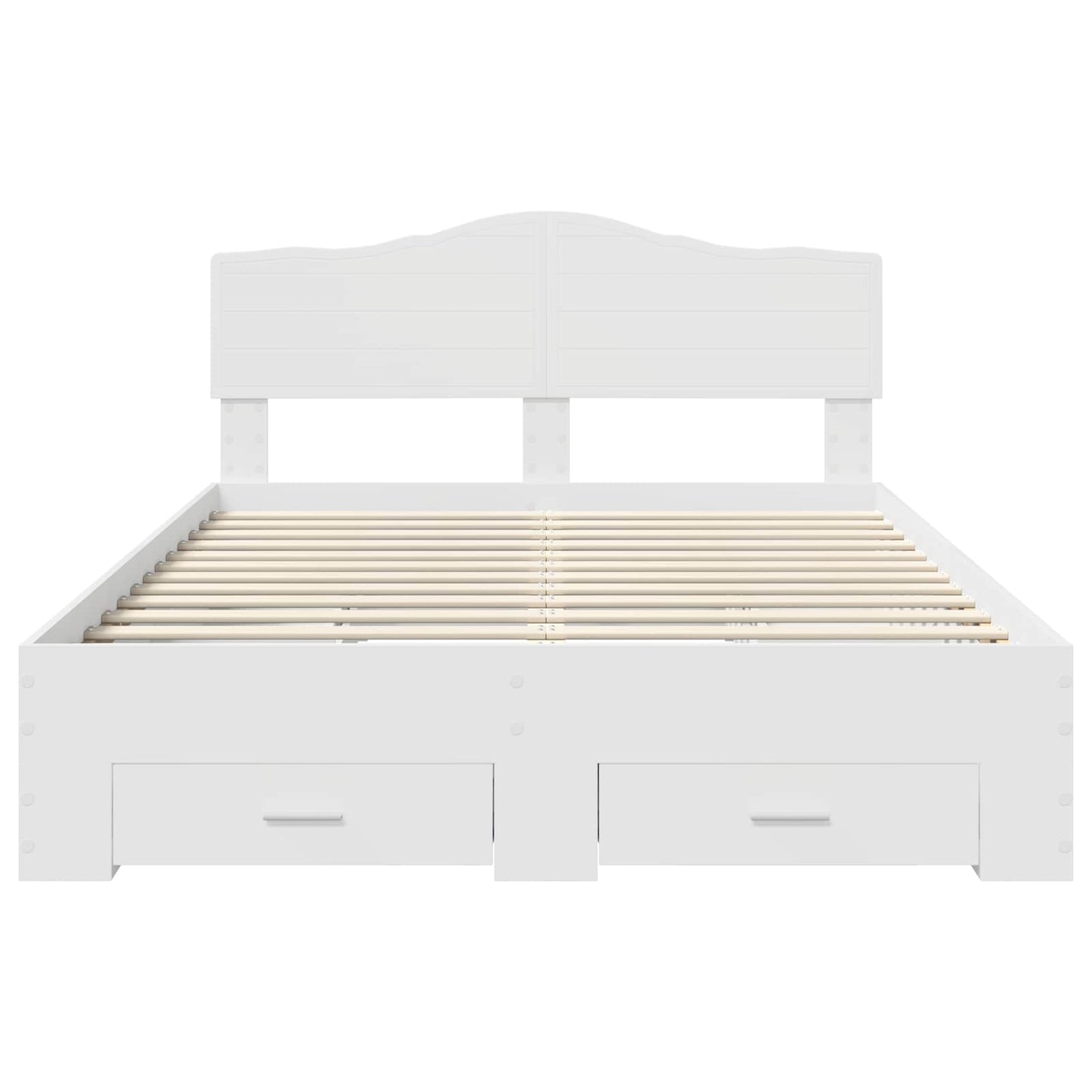 Bedframe met hoofdeinde met lade Wit 160 x 200 cm Bewerkt hout is nu te koop bij PeponiXL, paradijselijk wonen!