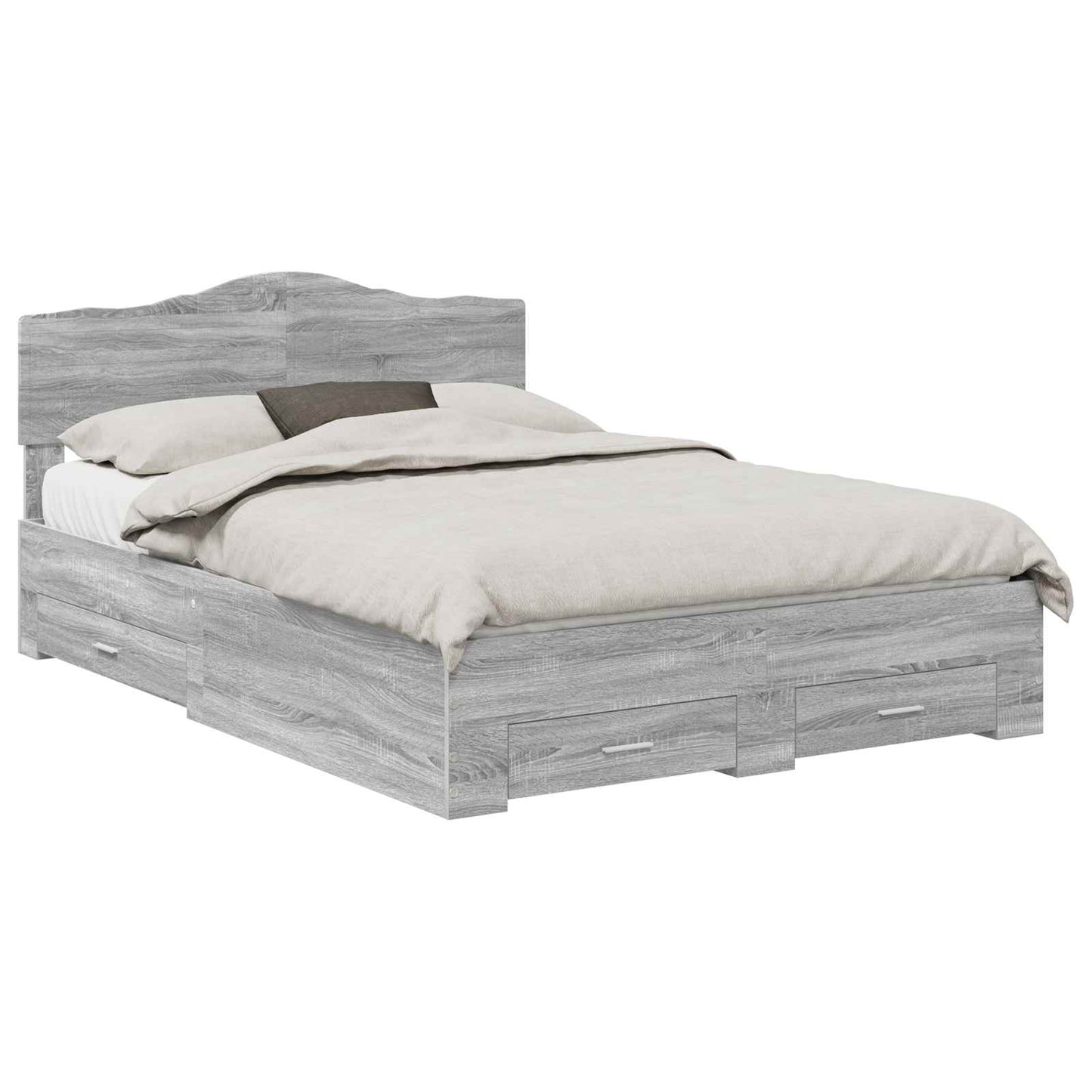 Bedframe met hoofdeinde Grijs Sonoma 160 x 200 cm Bewerkt hout is nu te koop bij PeponiXL, paradijselijk wonen!