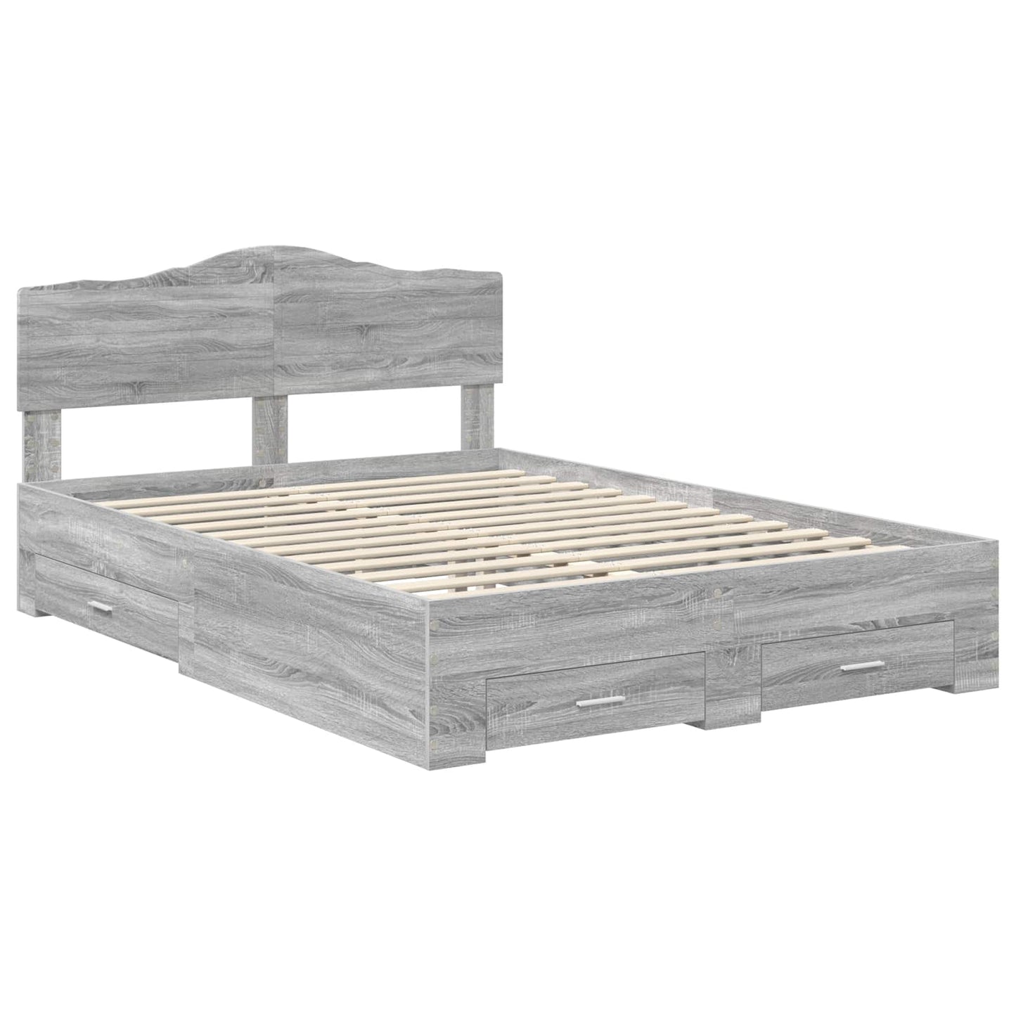 Bedframe met hoofdeinde Grijs Sonoma 160 x 200 cm Bewerkt hout is nu te koop bij PeponiXL, paradijselijk wonen!
