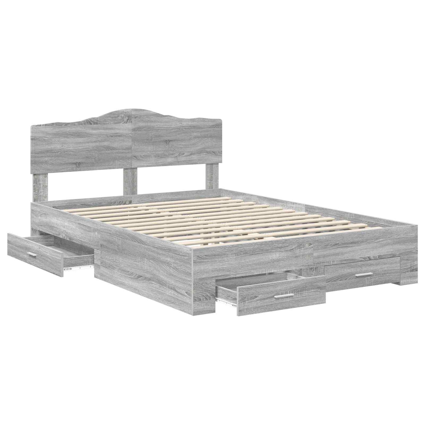 Bedframe met hoofdeinde Grijs Sonoma 160 x 200 cm Bewerkt hout is nu te koop bij PeponiXL, paradijselijk wonen!