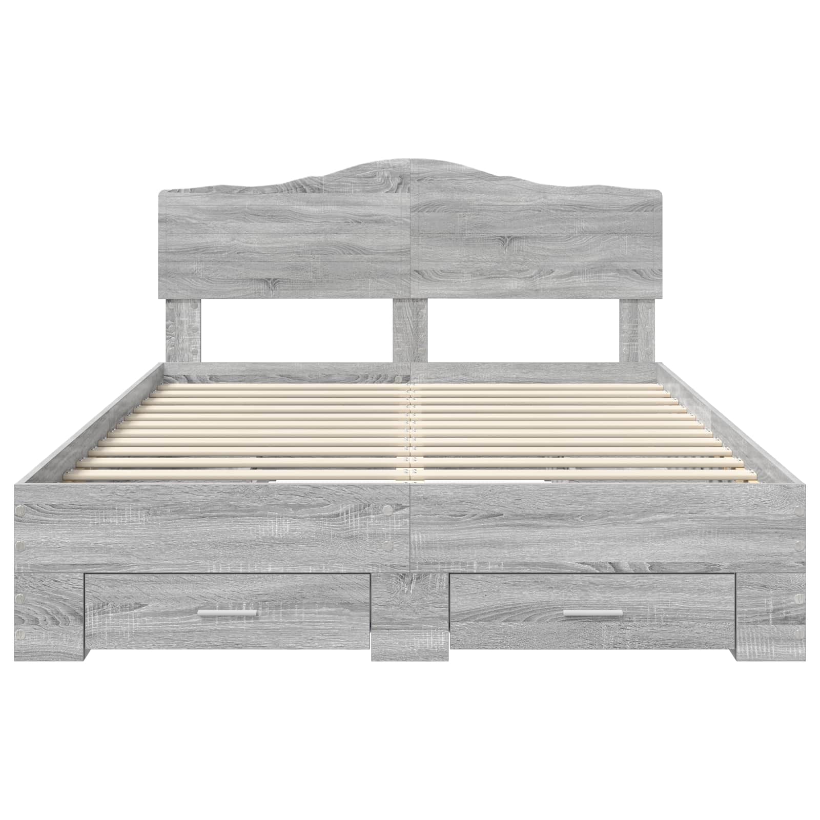 Bedframe met hoofdeinde Grijs Sonoma 160 x 200 cm Bewerkt hout is nu te koop bij PeponiXL, paradijselijk wonen!