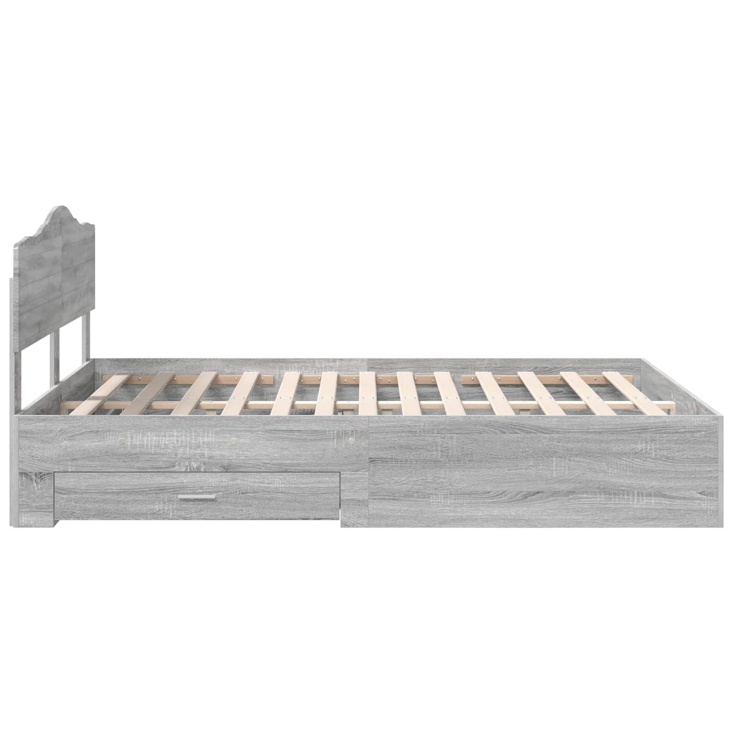 Bedframe met hoofdeinde Grijs Sonoma 160 x 200 cm Bewerkt hout is nu te koop bij PeponiXL, paradijselijk wonen!