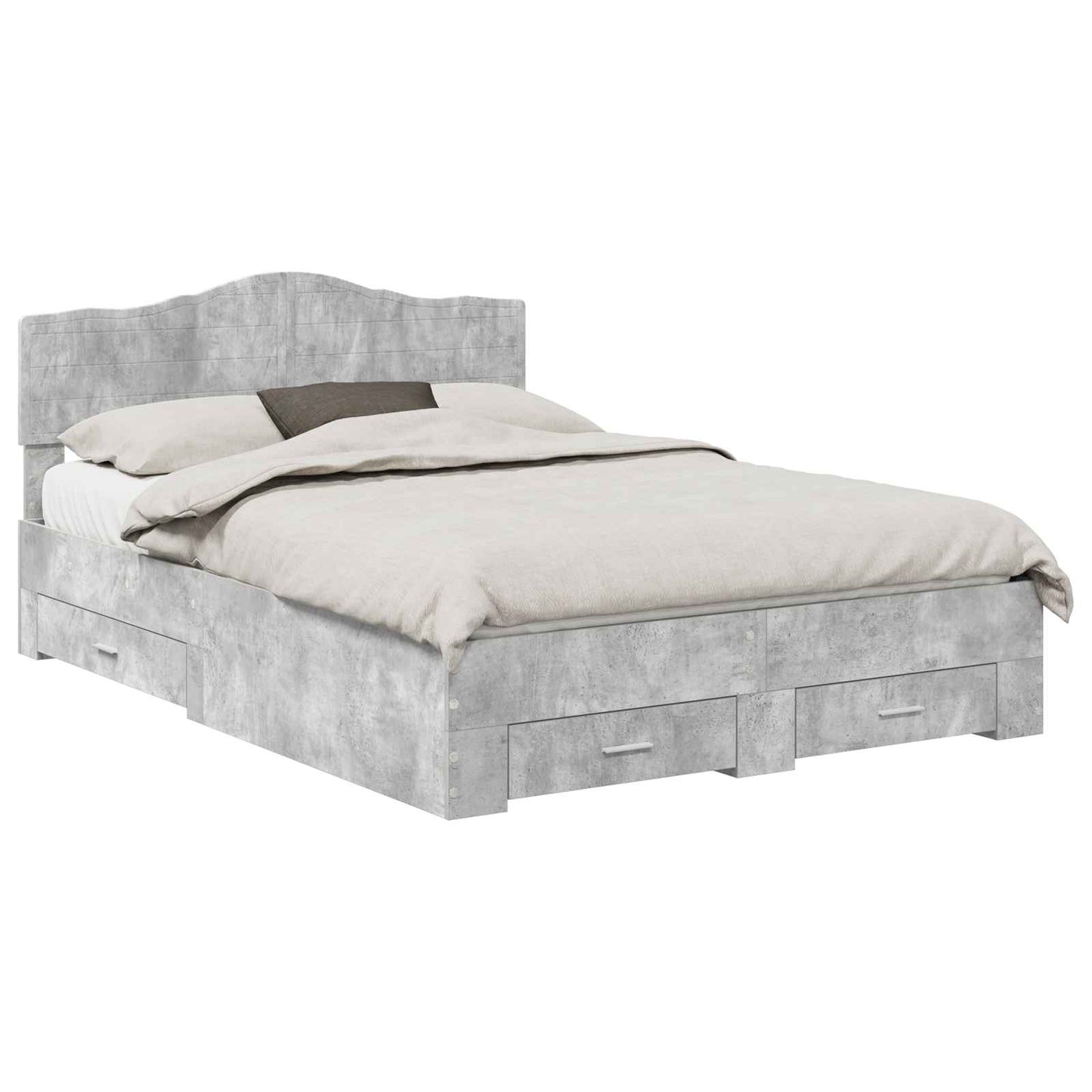 Bedframe met hoofdeinde Beton Grijs 150 x 200 cm Bewerkt hout is nu te koop bij PeponiXL, paradijselijk wonen!