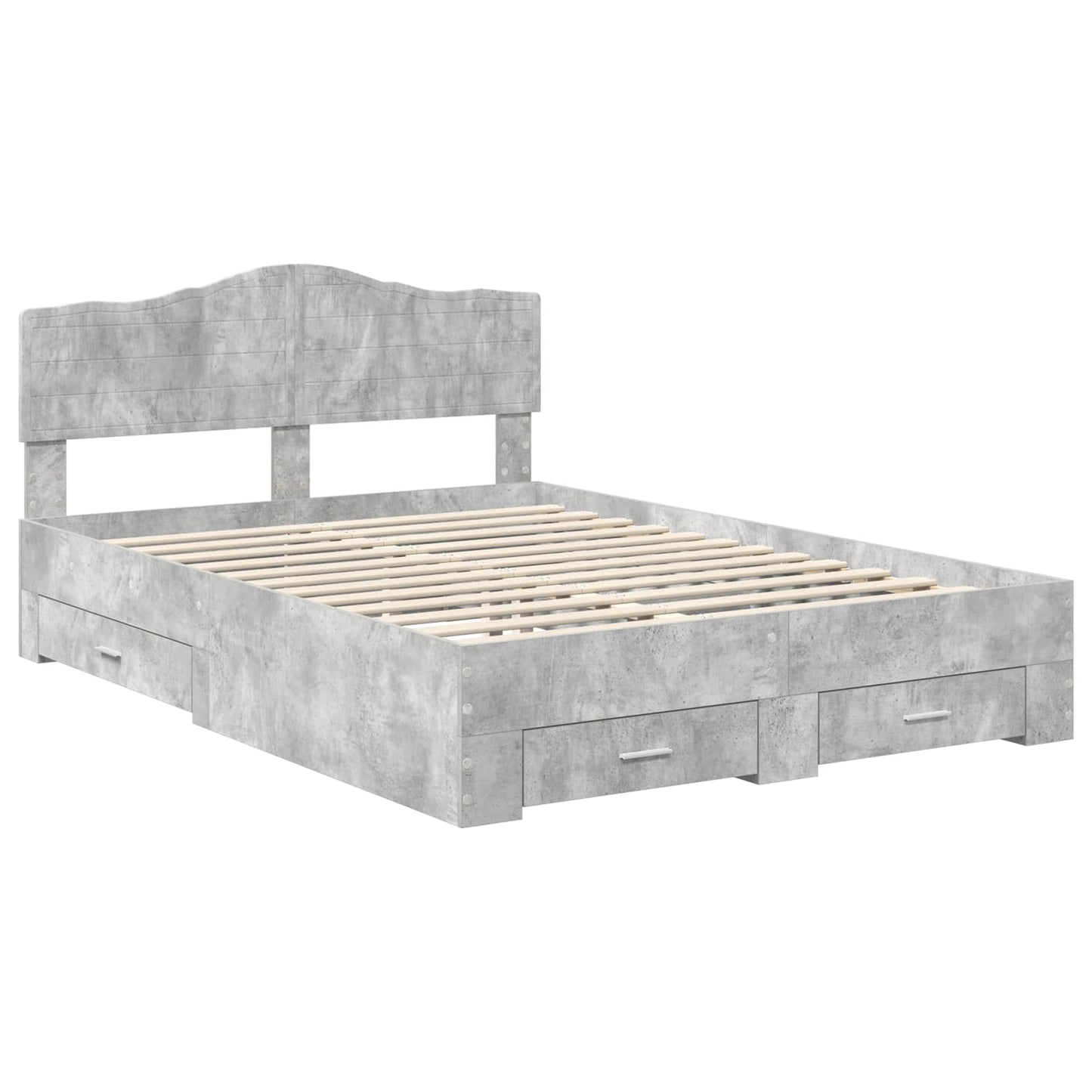 Bedframe met hoofdeinde Beton Grijs 150 x 200 cm Bewerkt hout is nu te koop bij PeponiXL, paradijselijk wonen!