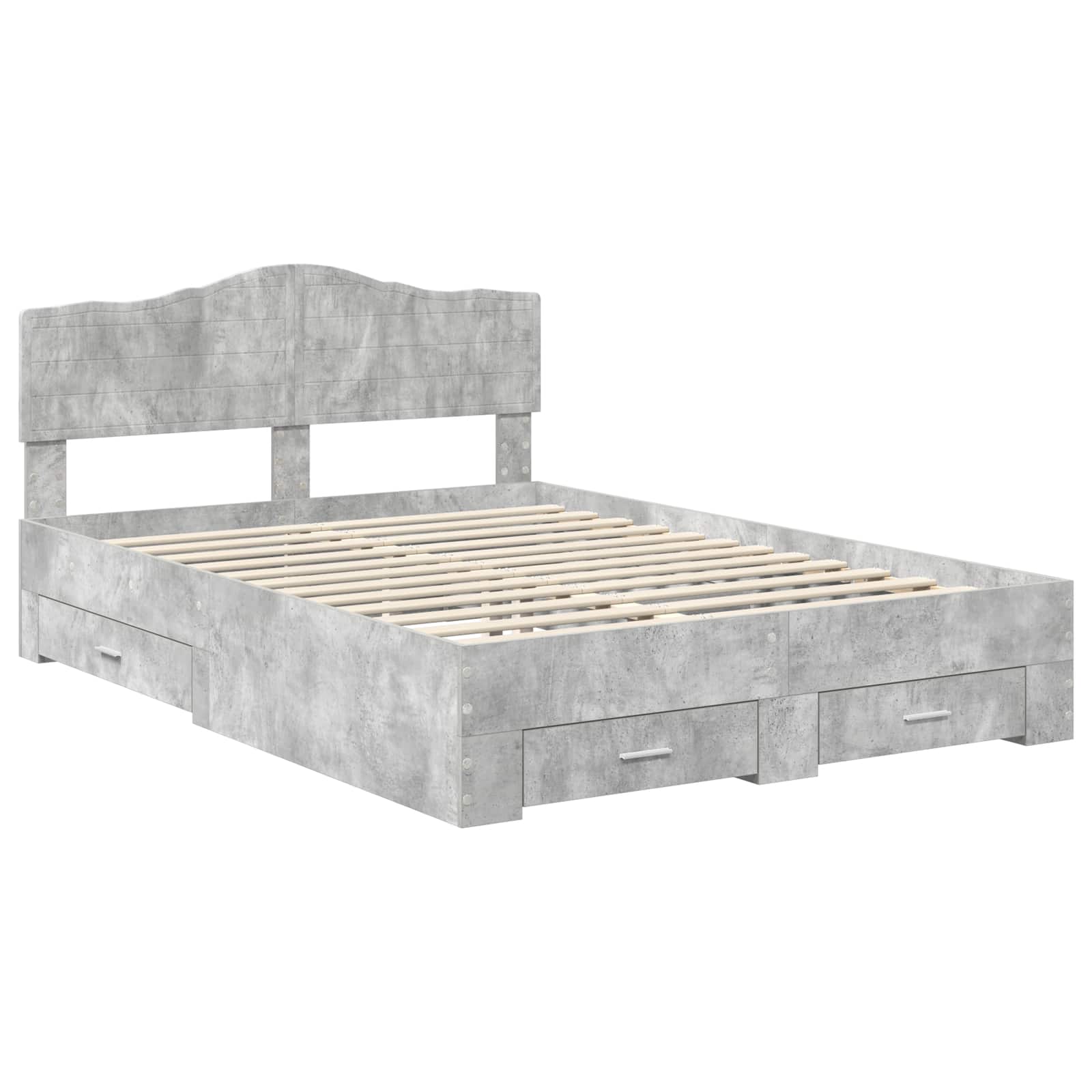 Bedframe met hoofdeinde Beton Grijs 150 x 200 cm Bewerkt hout is nu te koop bij PeponiXL, paradijselijk wonen!