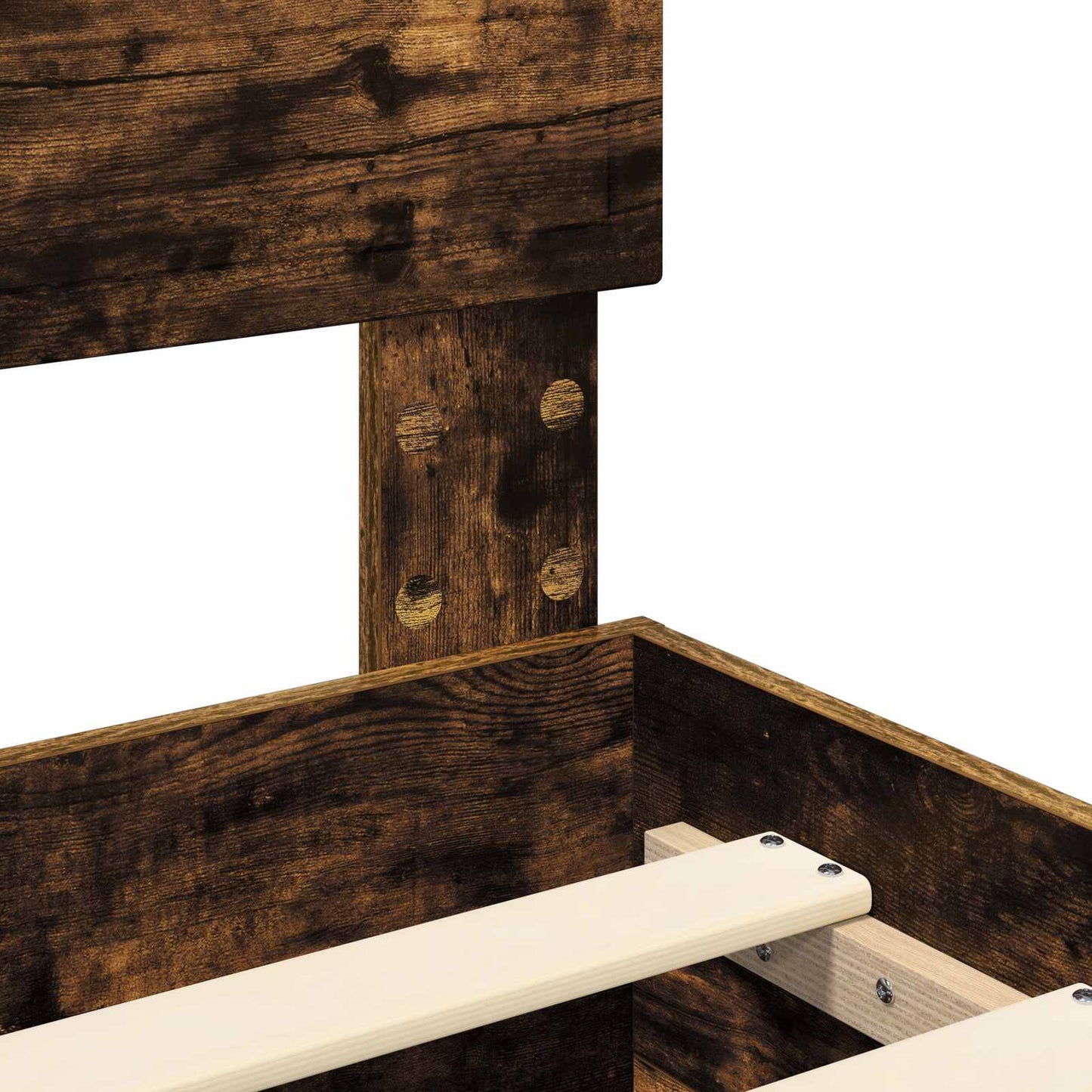 Bedframe met hoofdeinde Gerookt eiken 150 x 200 cm Bewerkt hout is nu te koop bij PeponiXL, paradijselijk wonen!