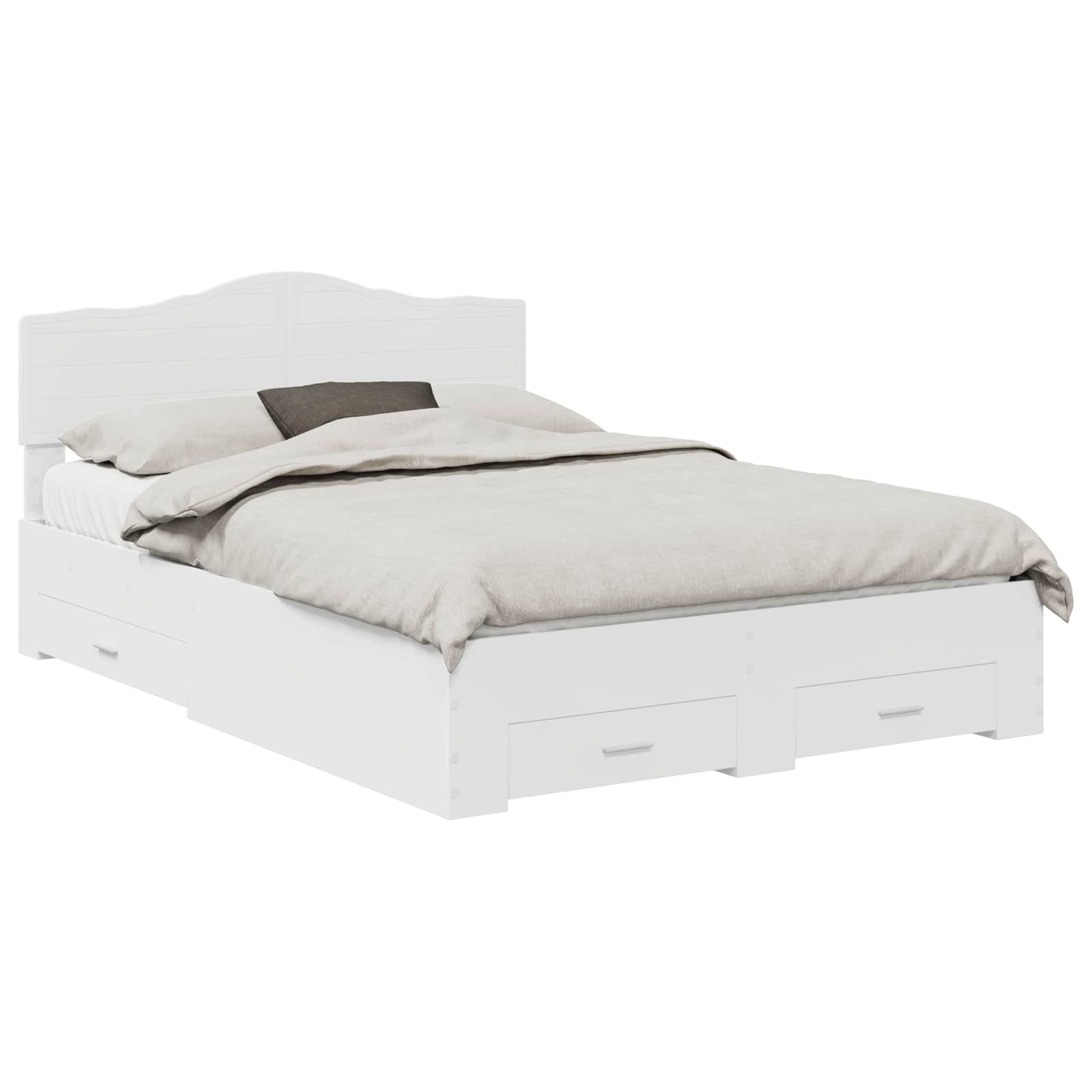 Bedframe met hoofdeinde met lade Wit 140 x 200 cm Bewerkt hout is nu te koop bij PeponiXL, paradijselijk wonen!