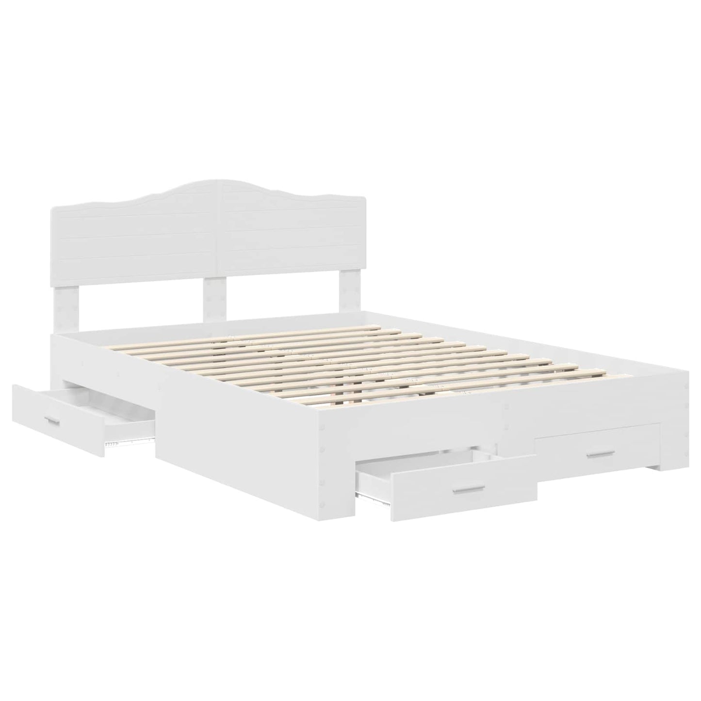 Bedframe met hoofdeinde met lade Wit 140 x 200 cm Bewerkt hout is nu te koop bij PeponiXL, paradijselijk wonen!