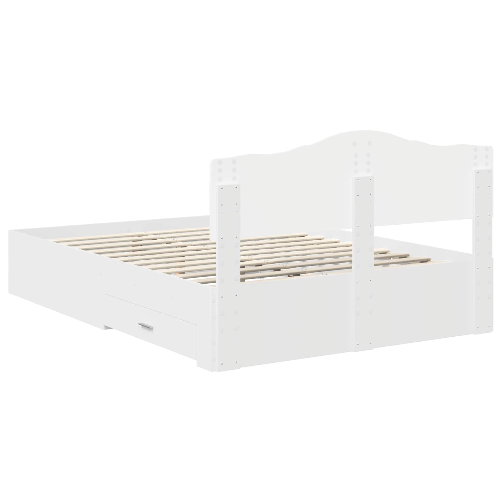 Bedframe met hoofdeinde met lade Wit 140 x 200 cm Bewerkt hout is nu te koop bij PeponiXL, paradijselijk wonen!