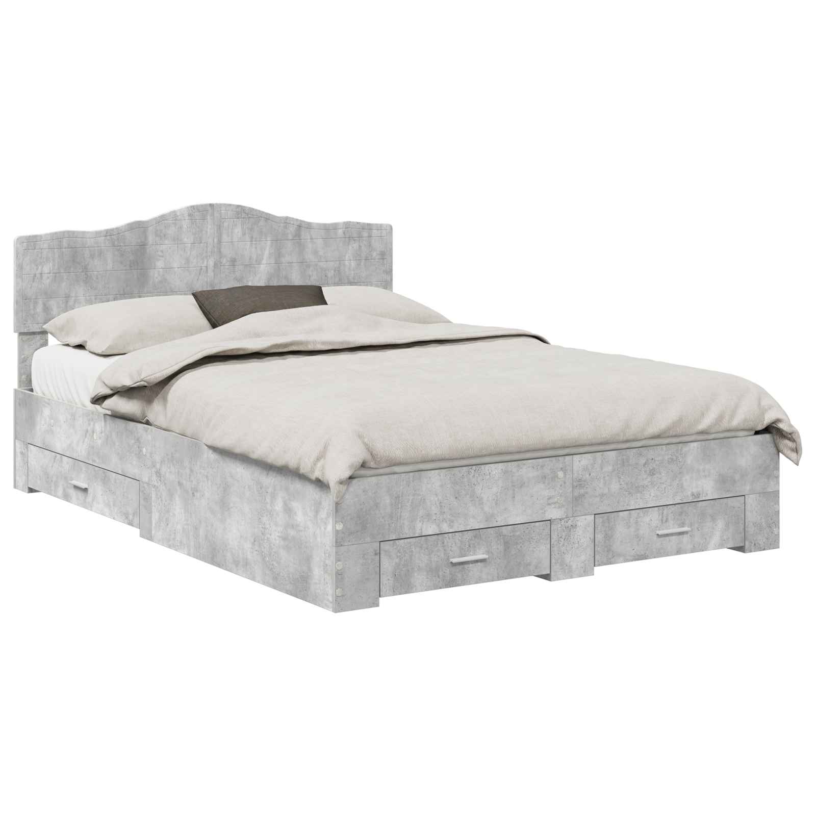 Bedframe met hoofdeinde Beton Grijs 140 x 200 cm Bewerkt hout is nu te koop bij PeponiXL, paradijselijk wonen!