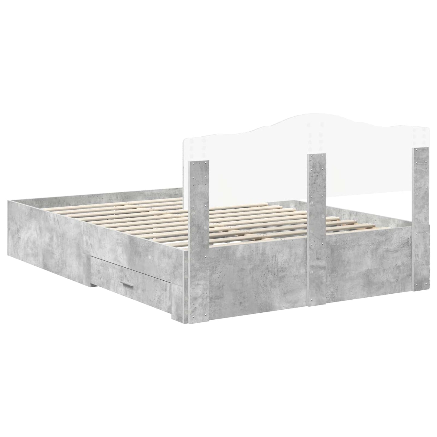 Bedframe met hoofdeinde Beton Grijs 140 x 200 cm Bewerkt hout is nu te koop bij PeponiXL, paradijselijk wonen!