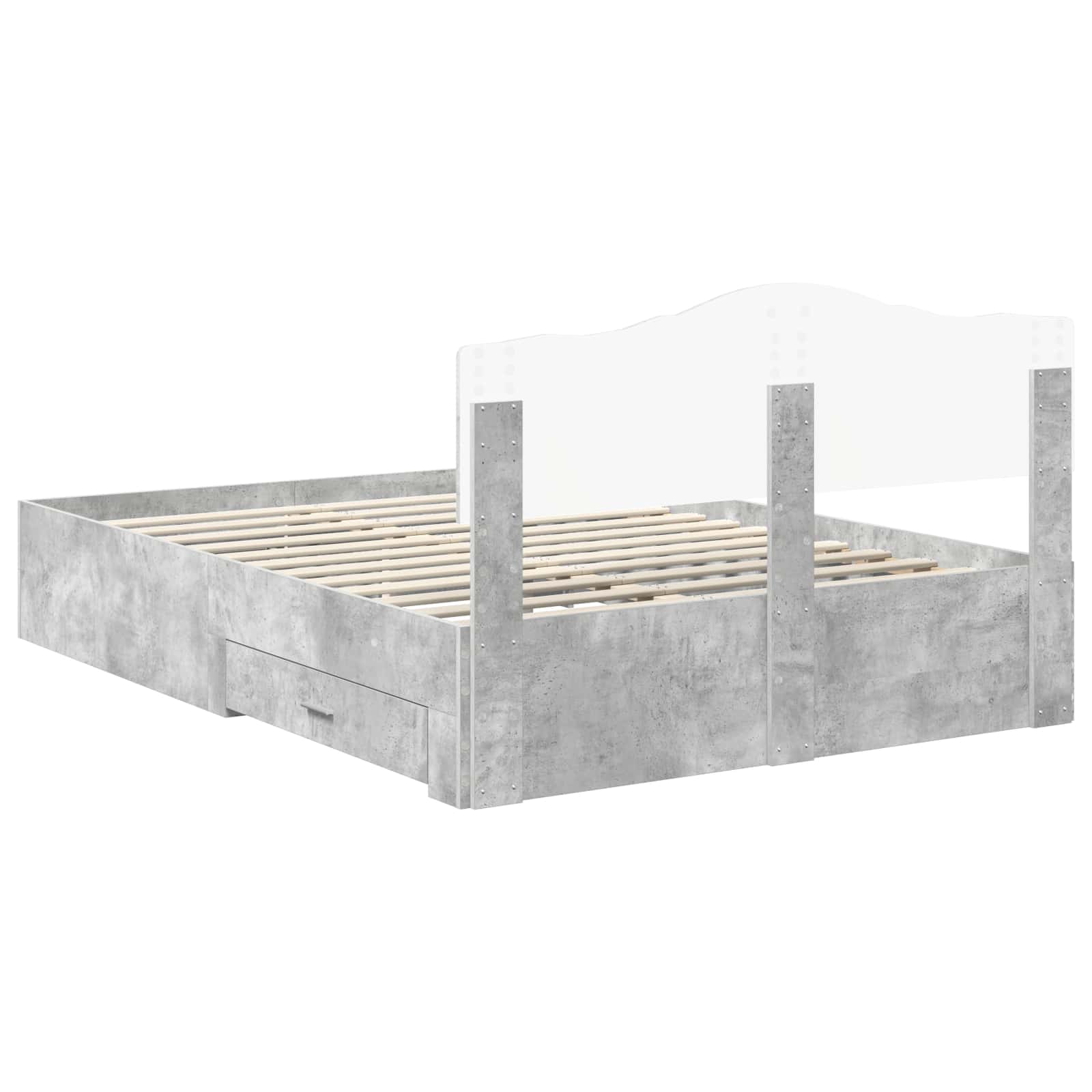 Bedframe met hoofdeinde Beton Grijs 140 x 200 cm Bewerkt hout is nu te koop bij PeponiXL, paradijselijk wonen!