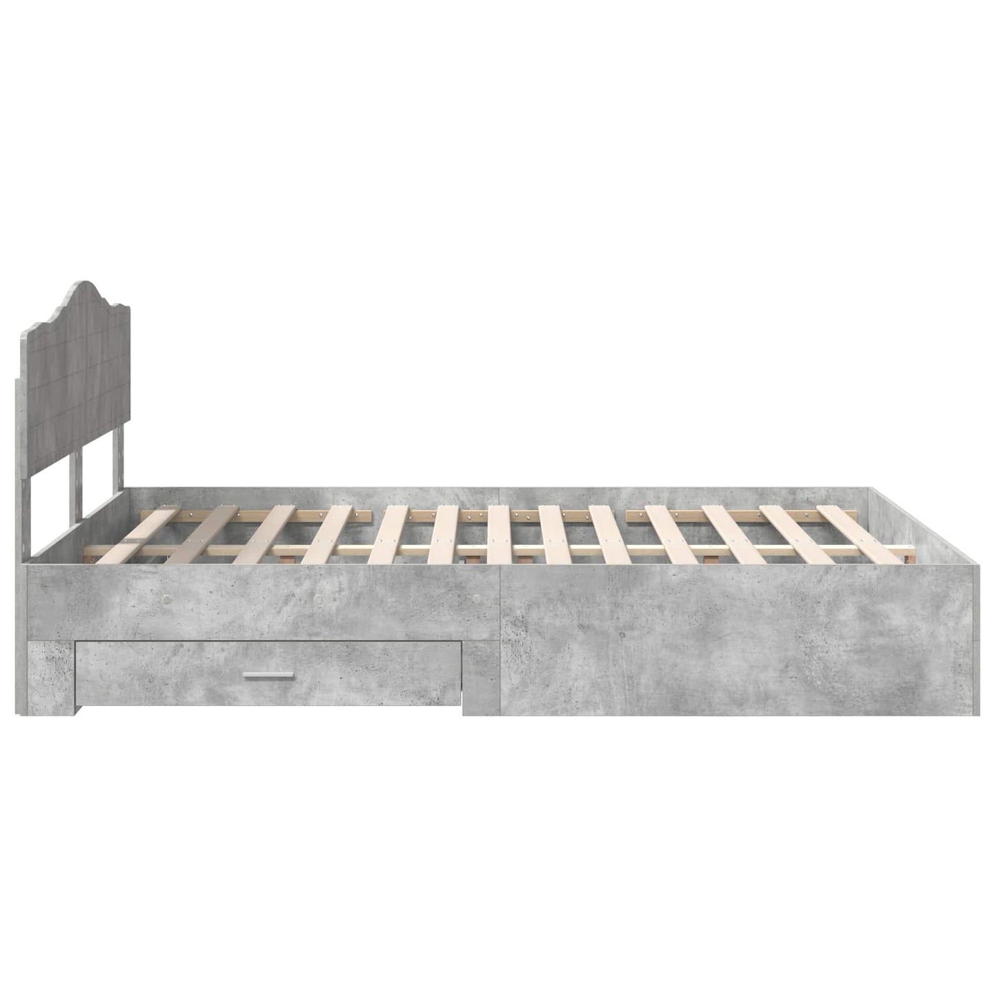 Bedframe met hoofdeinde Beton Grijs 140 x 200 cm Bewerkt hout is nu te koop bij PeponiXL, paradijselijk wonen!