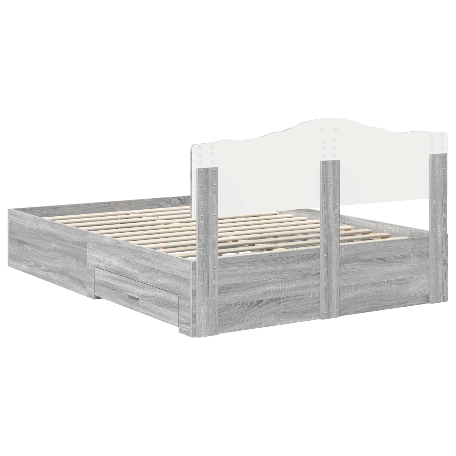 Bedframe met hoofdeinde Grijs Sonoma 140 x 200 cm Bewerkt hout is nu te koop bij PeponiXL, paradijselijk wonen!