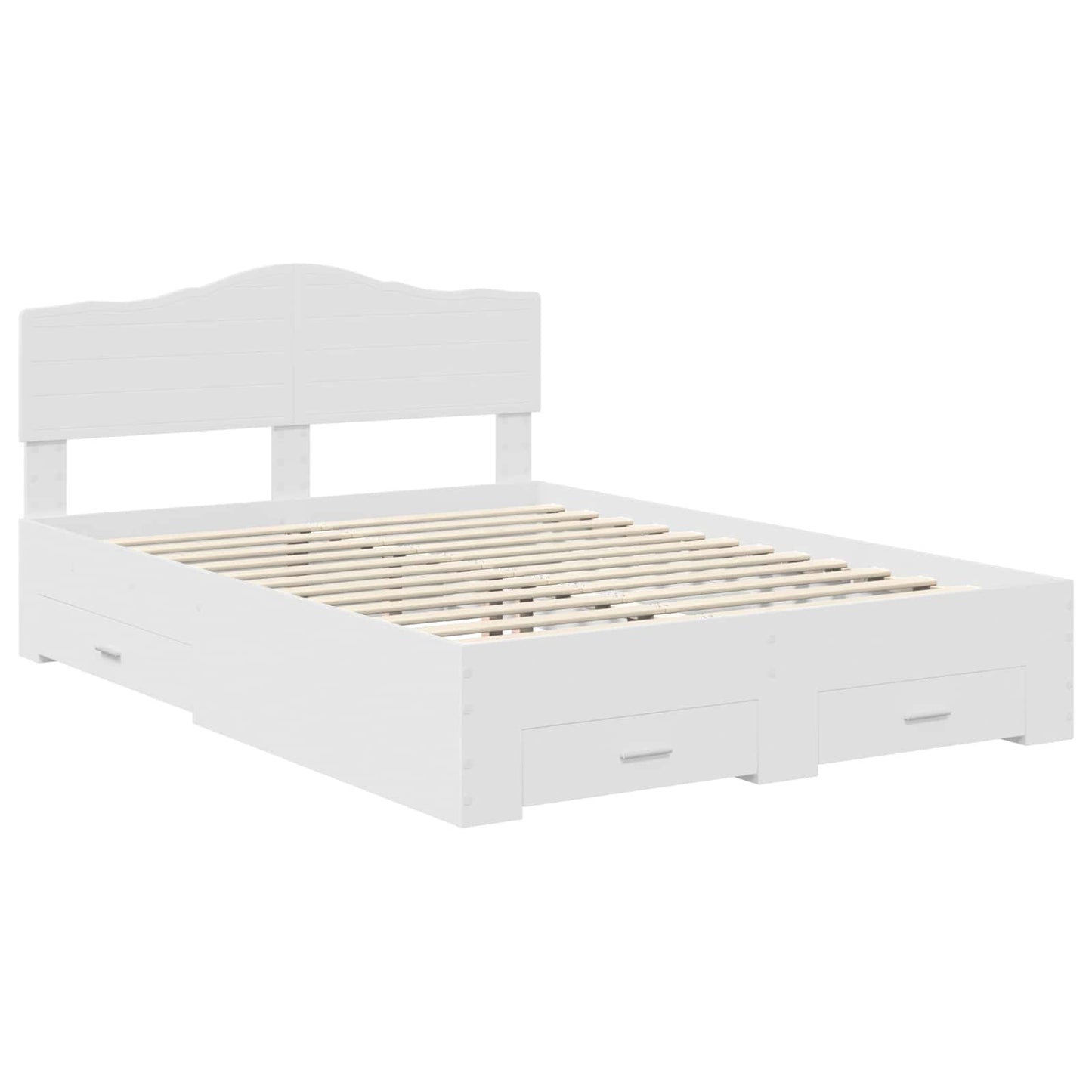 Bedframe met hoofdeinde met lade Wit 140 x 190 cm Bewerkt hout is nu te koop bij PeponiXL, paradijselijk wonen!