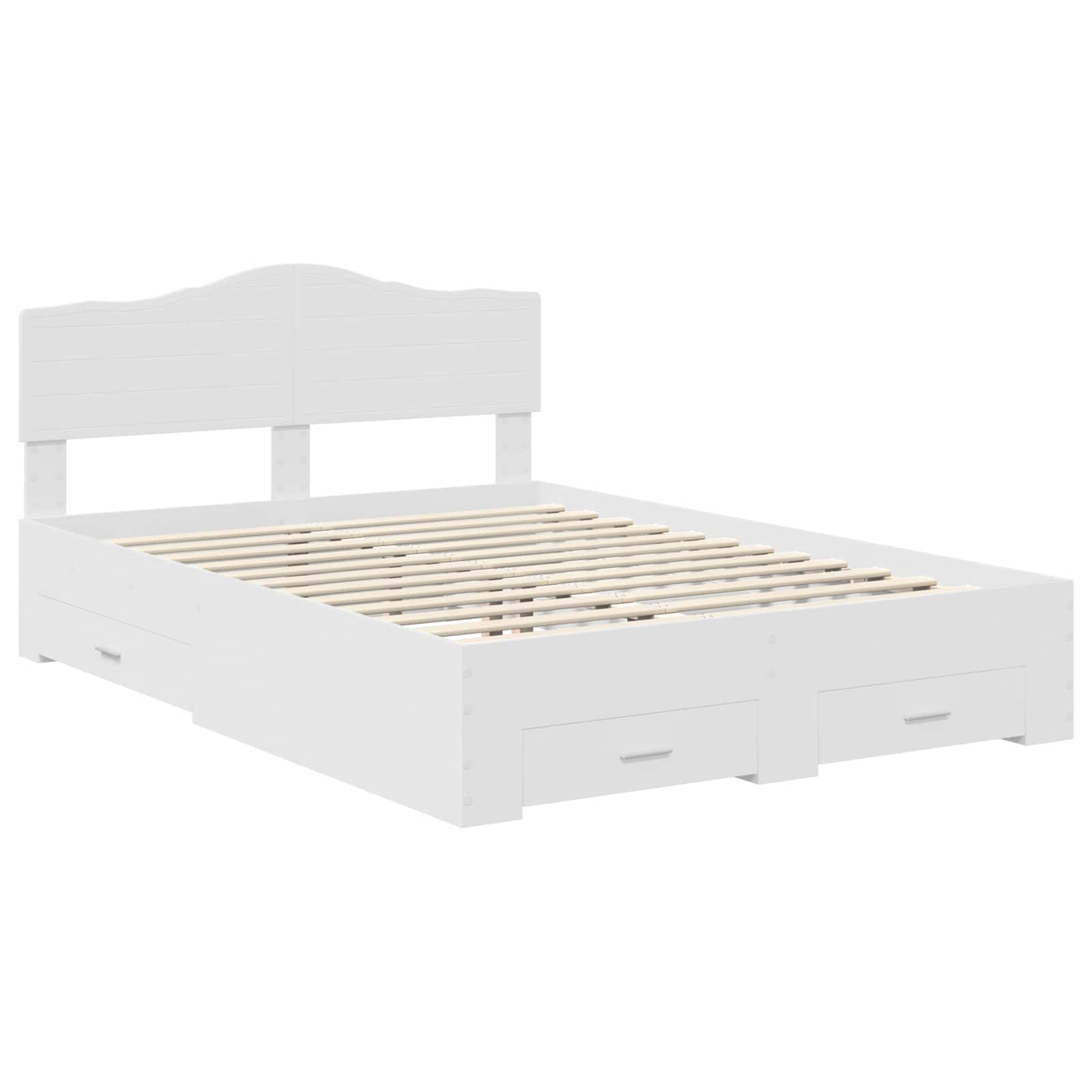 Bedframe met hoofdeinde met lade Wit 140 x 190 cm Bewerkt hout is nu te koop bij PeponiXL, paradijselijk wonen!
