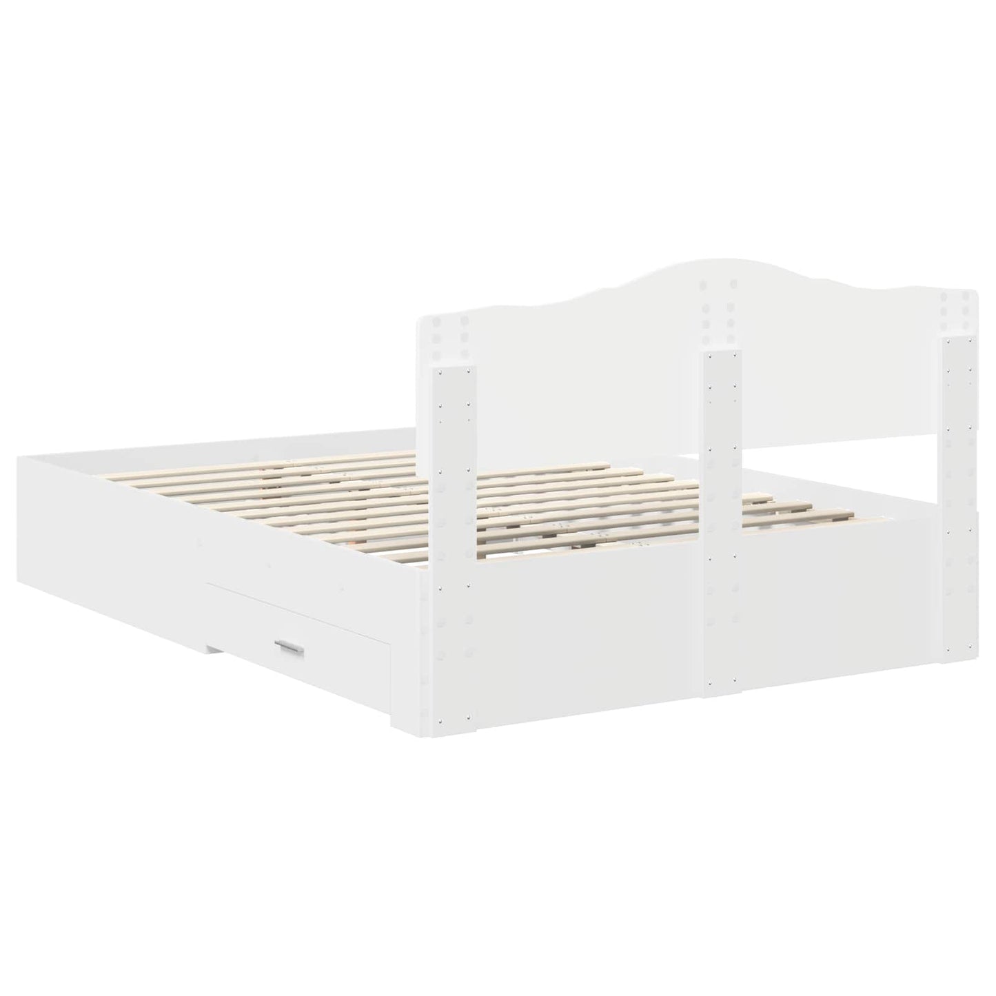 Bedframe met hoofdeinde met lade Wit 140 x 190 cm Bewerkt hout is nu te koop bij PeponiXL, paradijselijk wonen!